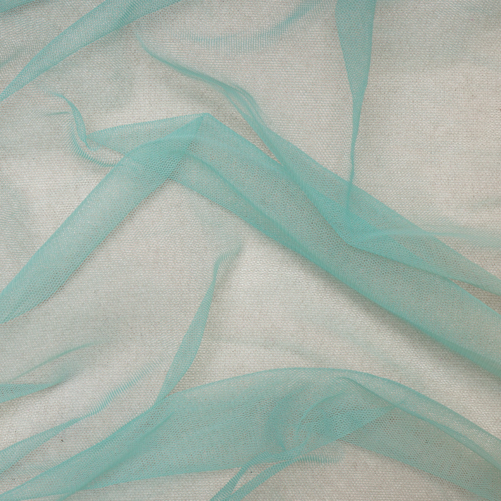 (Pre Cut 0.50 Mtr) Aqua Green Color Nylon Butterfly Net Fabric
