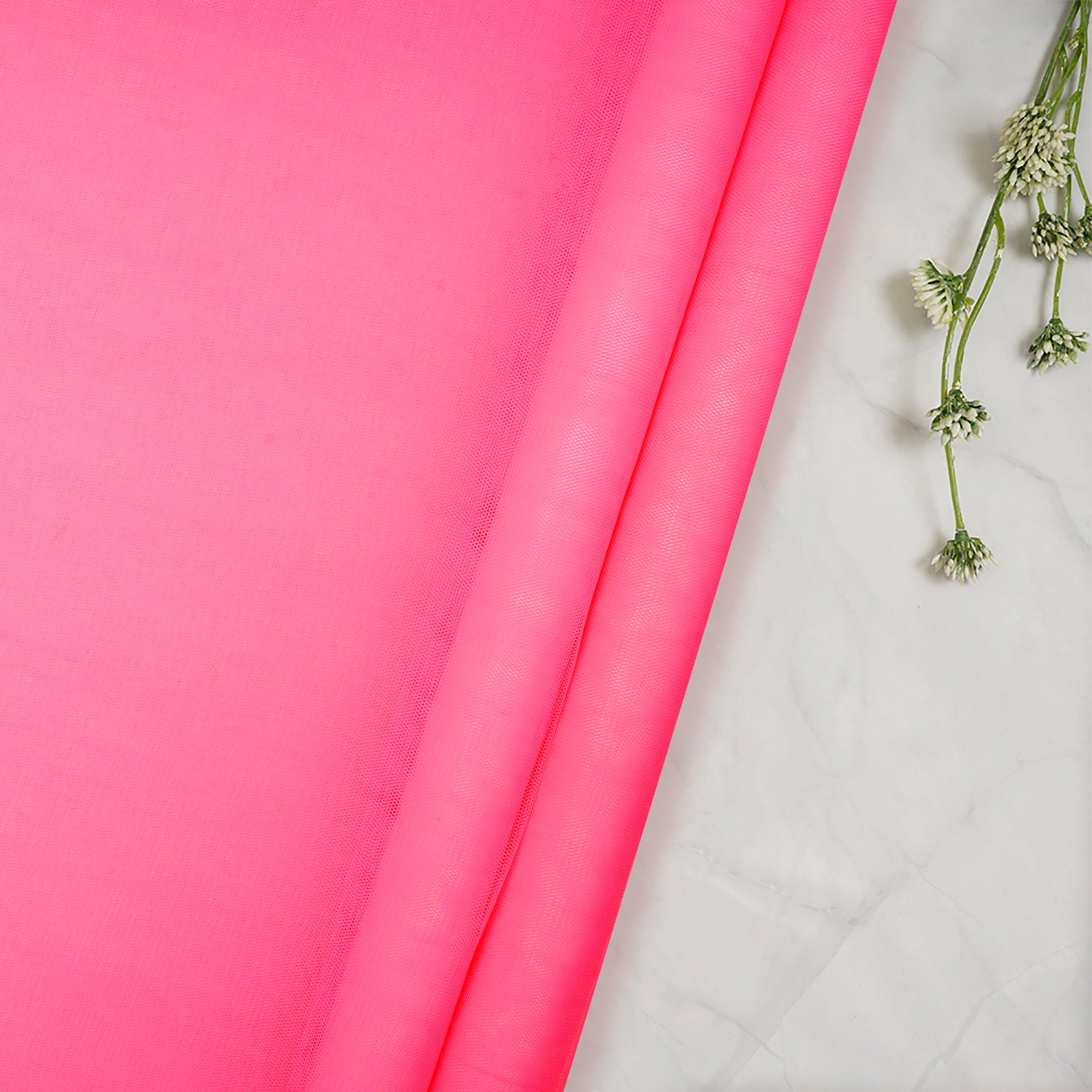 (Pre-Cut 1.75 Mtr)Light Pink Piece Dyed Plain Nylon Butterfly Net Fabric