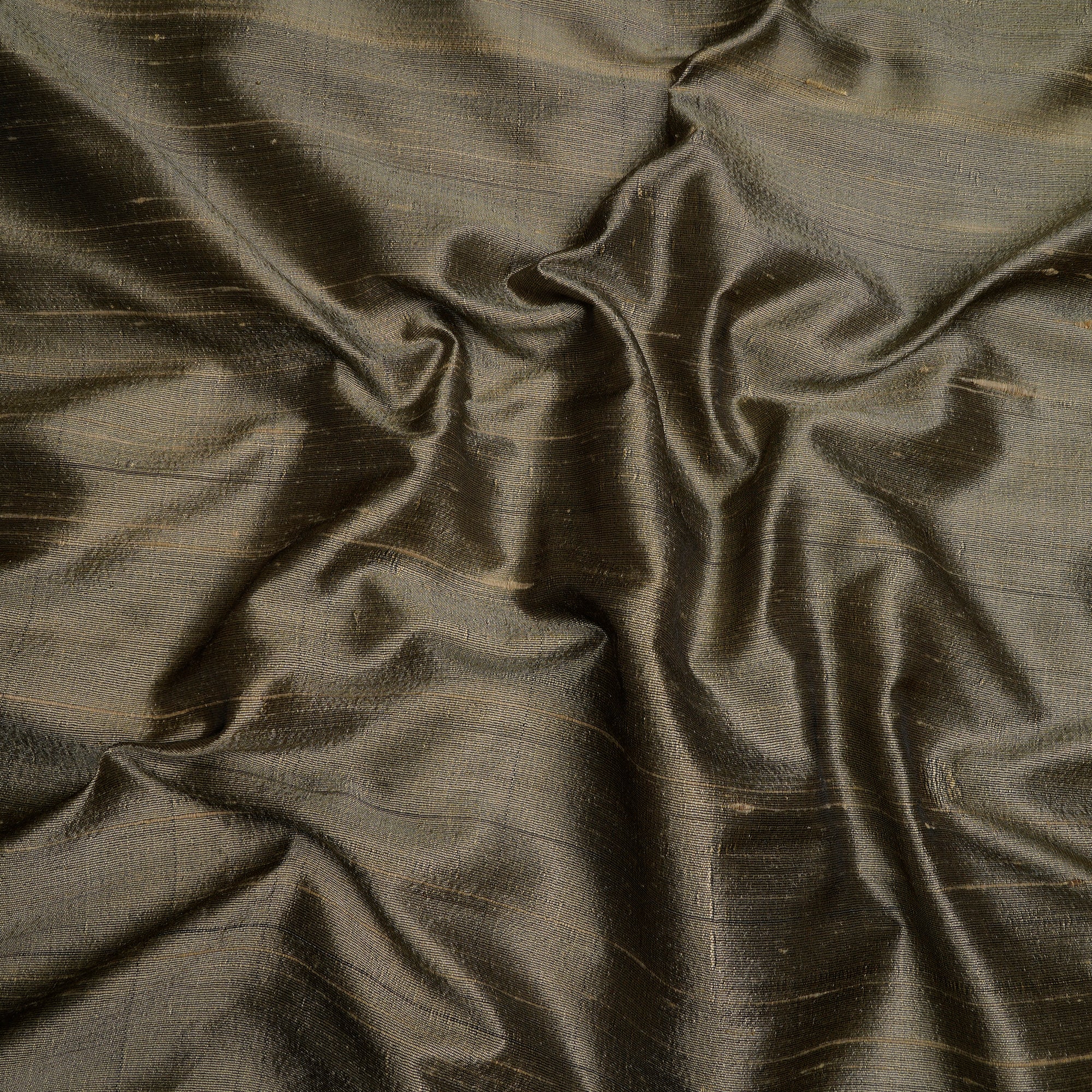 (Pre-Cut 3.20 Mtr)Moss Green Blended Dupion Silk Fabric
