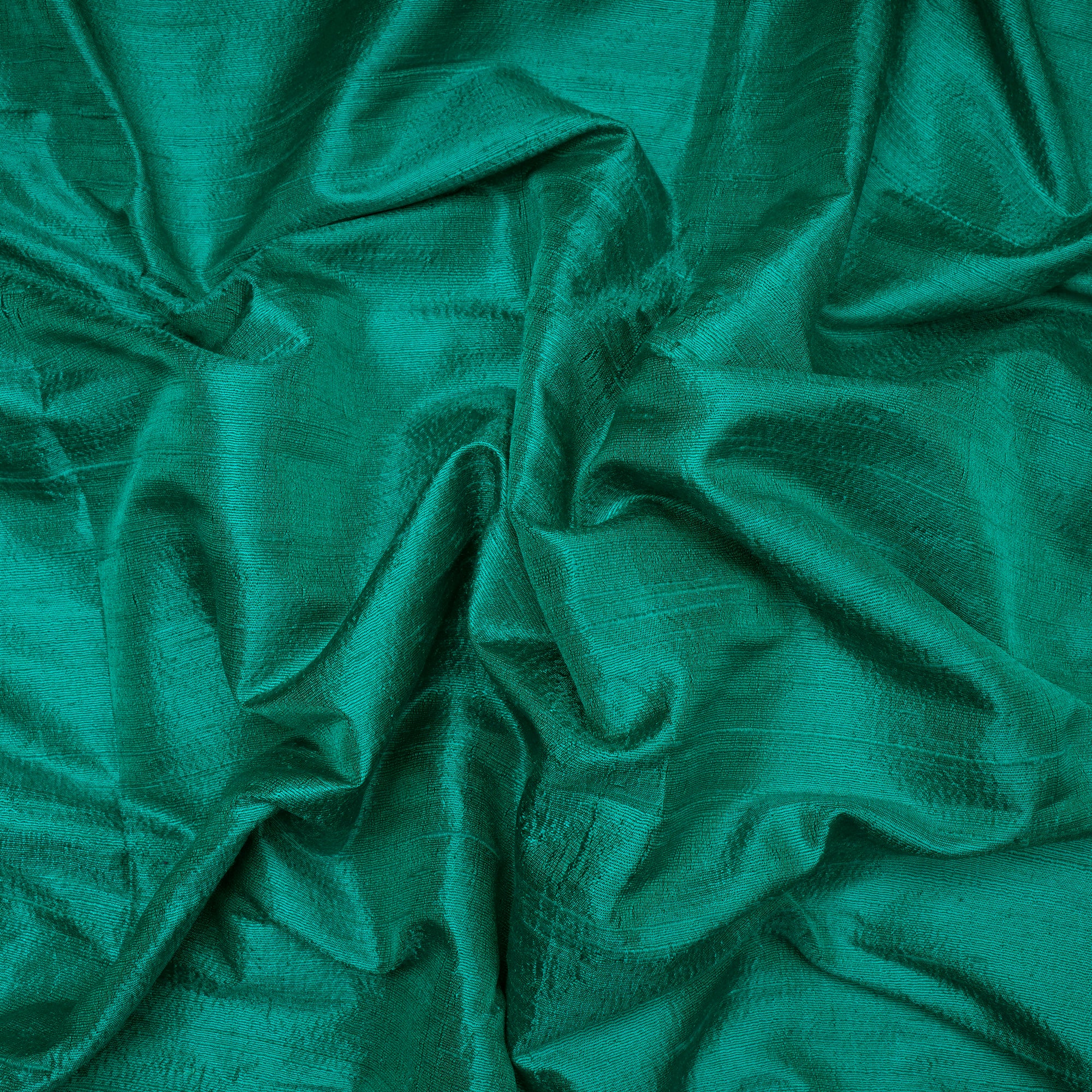 (Pre-Cut 4.30 Mtr)Green Color Blended Dupion Silk Fabric