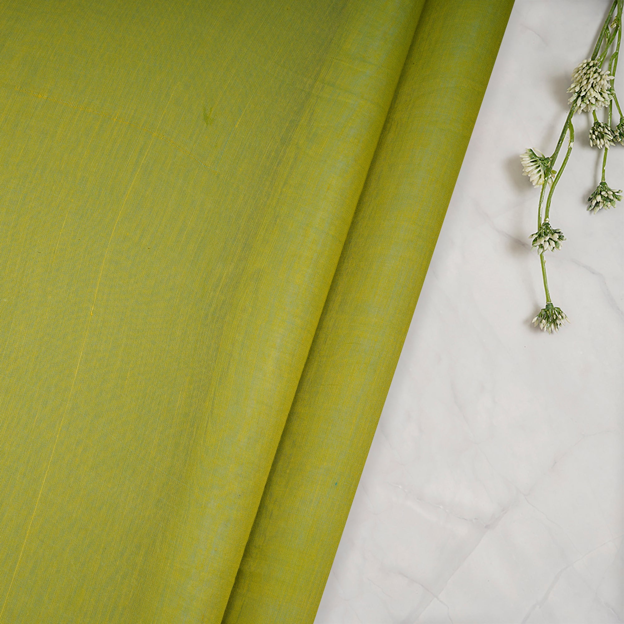 (Pre-Cut 1.40 Mtr)Green Pure Fine Chanderi Fabric