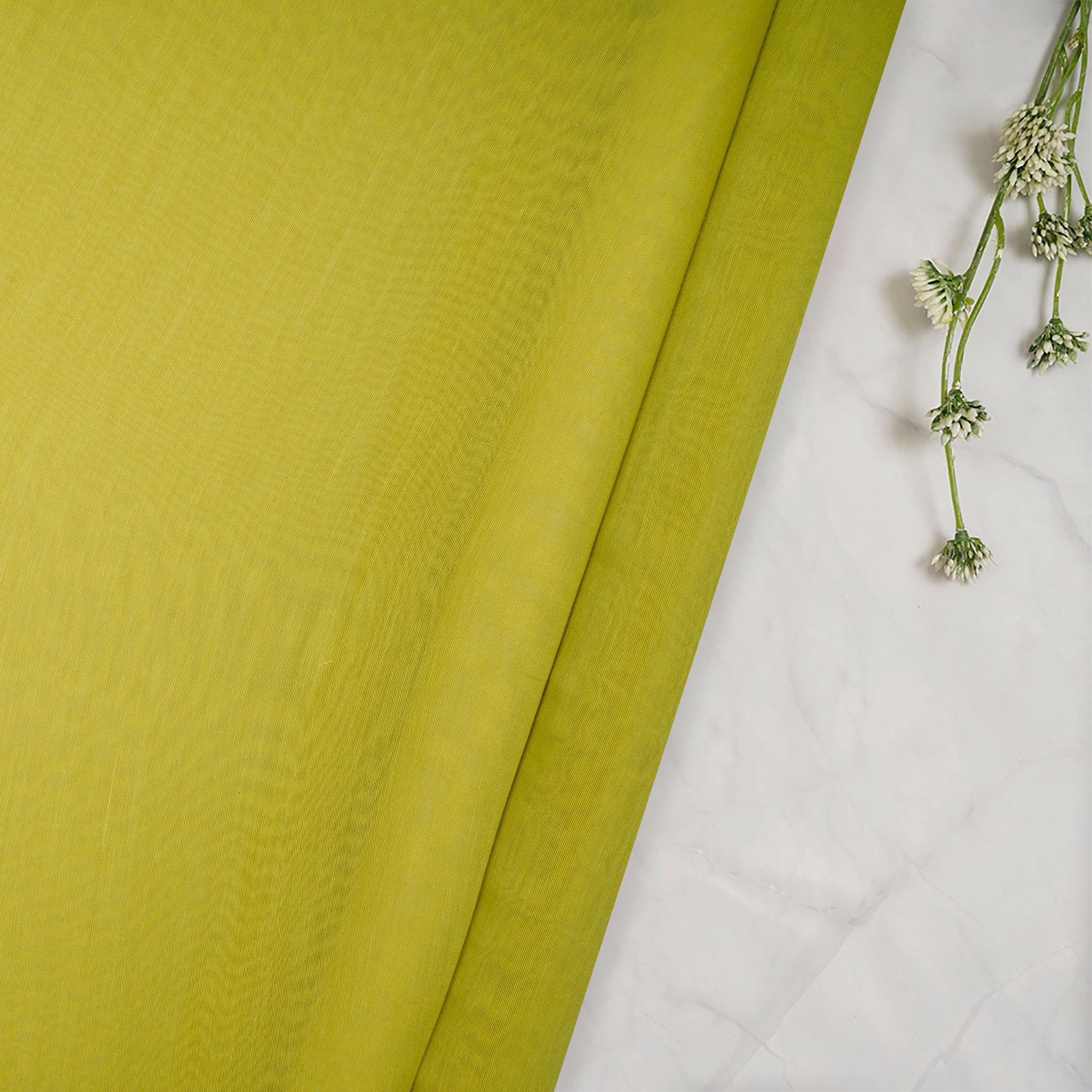 (Pre-Cut 2.00 Mtr)Yellow Piece Dyed Plain Silk-Cotton Fabric