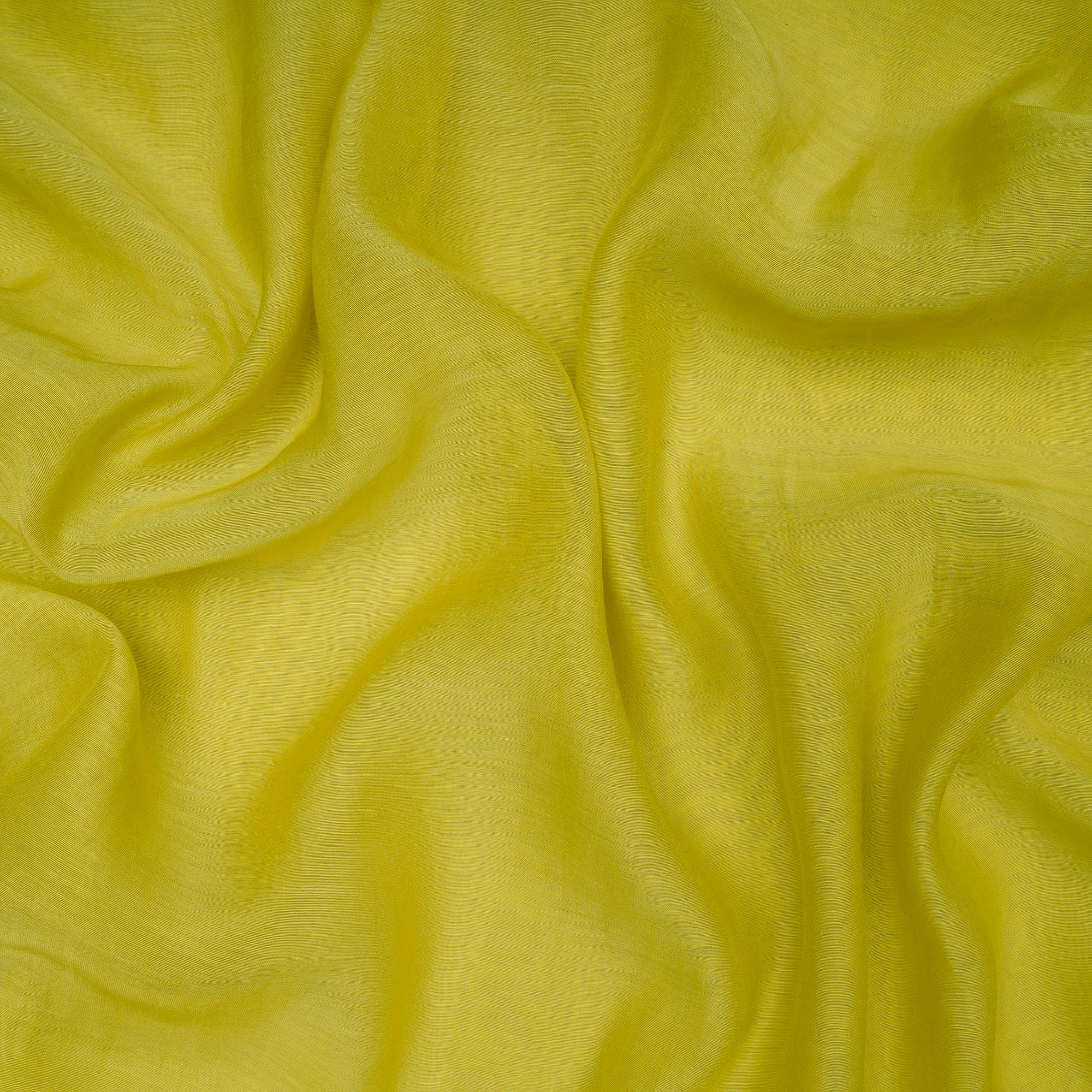 (Pre-Cut 2.00 Mtr)Yellow Piece Dyed Plain Silk-Cotton Fabric