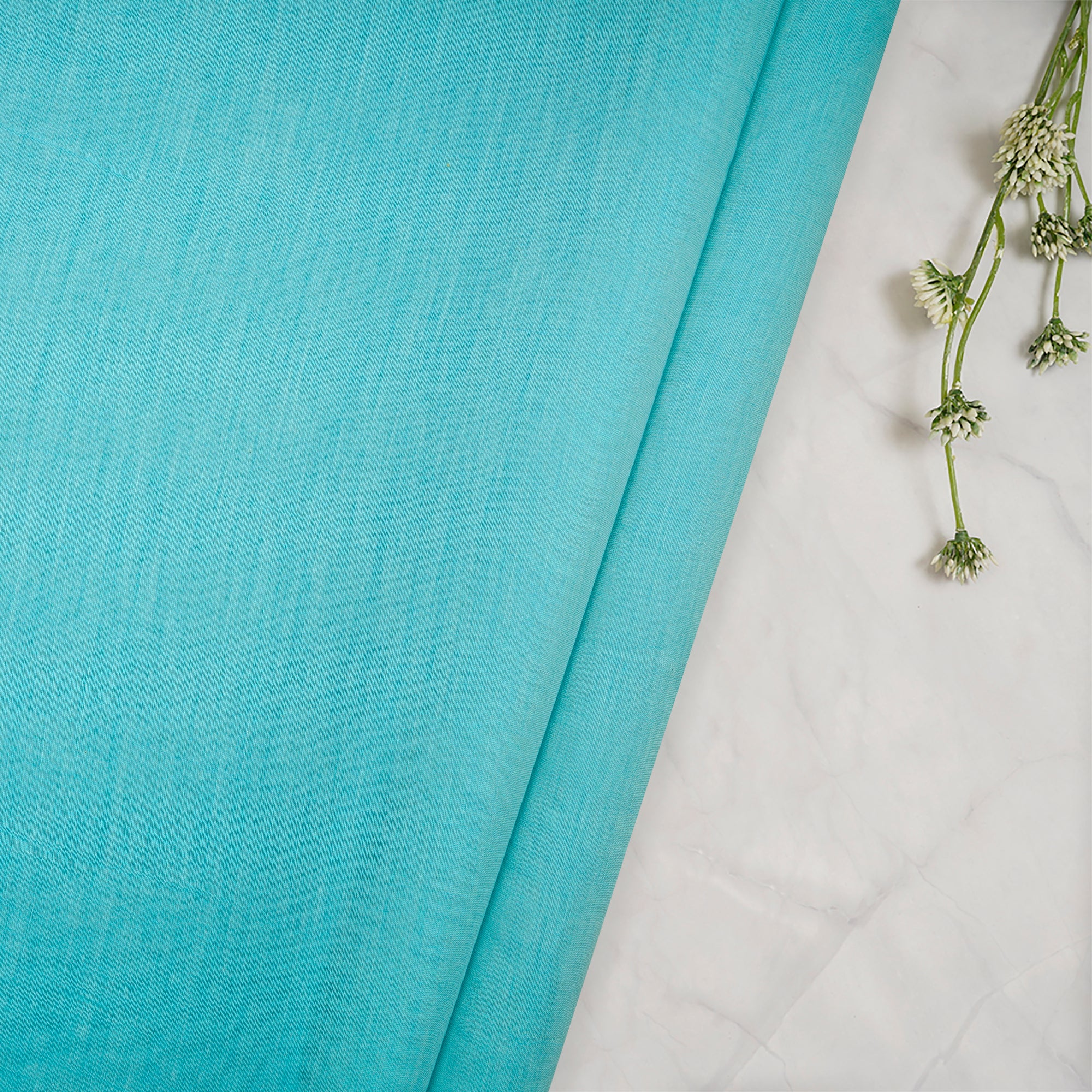 (Pre-Cut 2.50 Mtr)Light Blue Color Piece Dyed Fine Chanderi Fabric