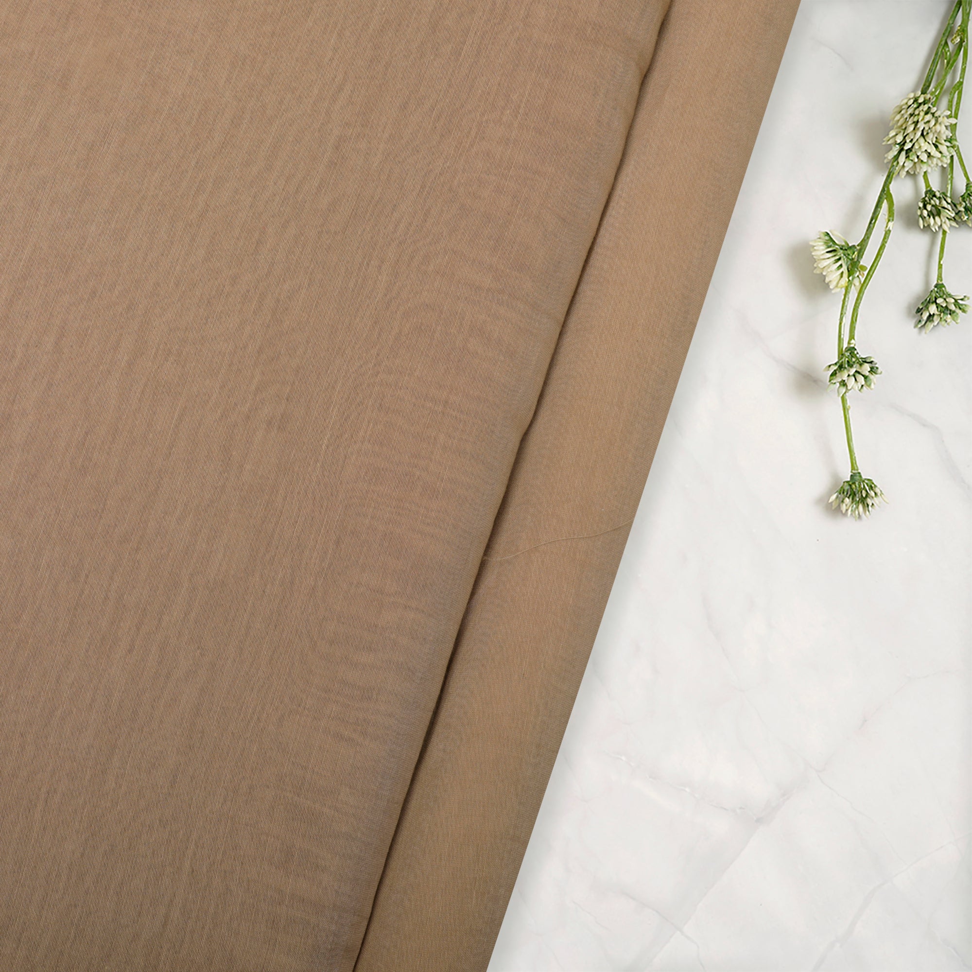 (Pre-Cut 2.70 Mtr)Light Brown Piece Dyed Pure Fine Chanderi Fabric