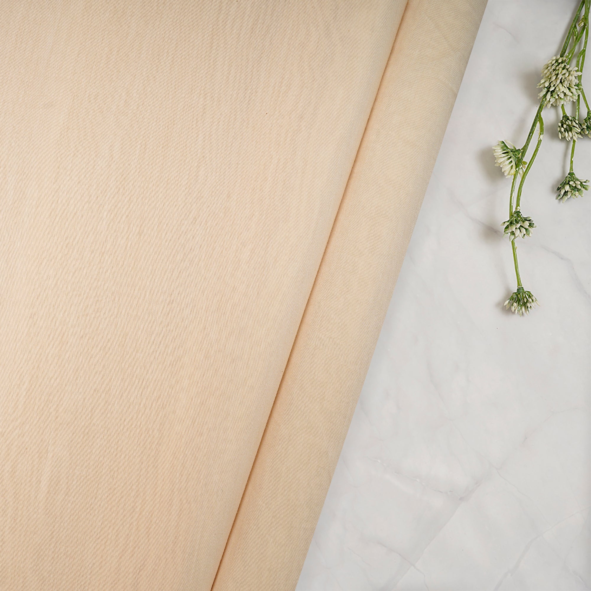 (Pre-Cut 2.80 Mtr)Cream Piece Dyed Fine Chanderi Fabric