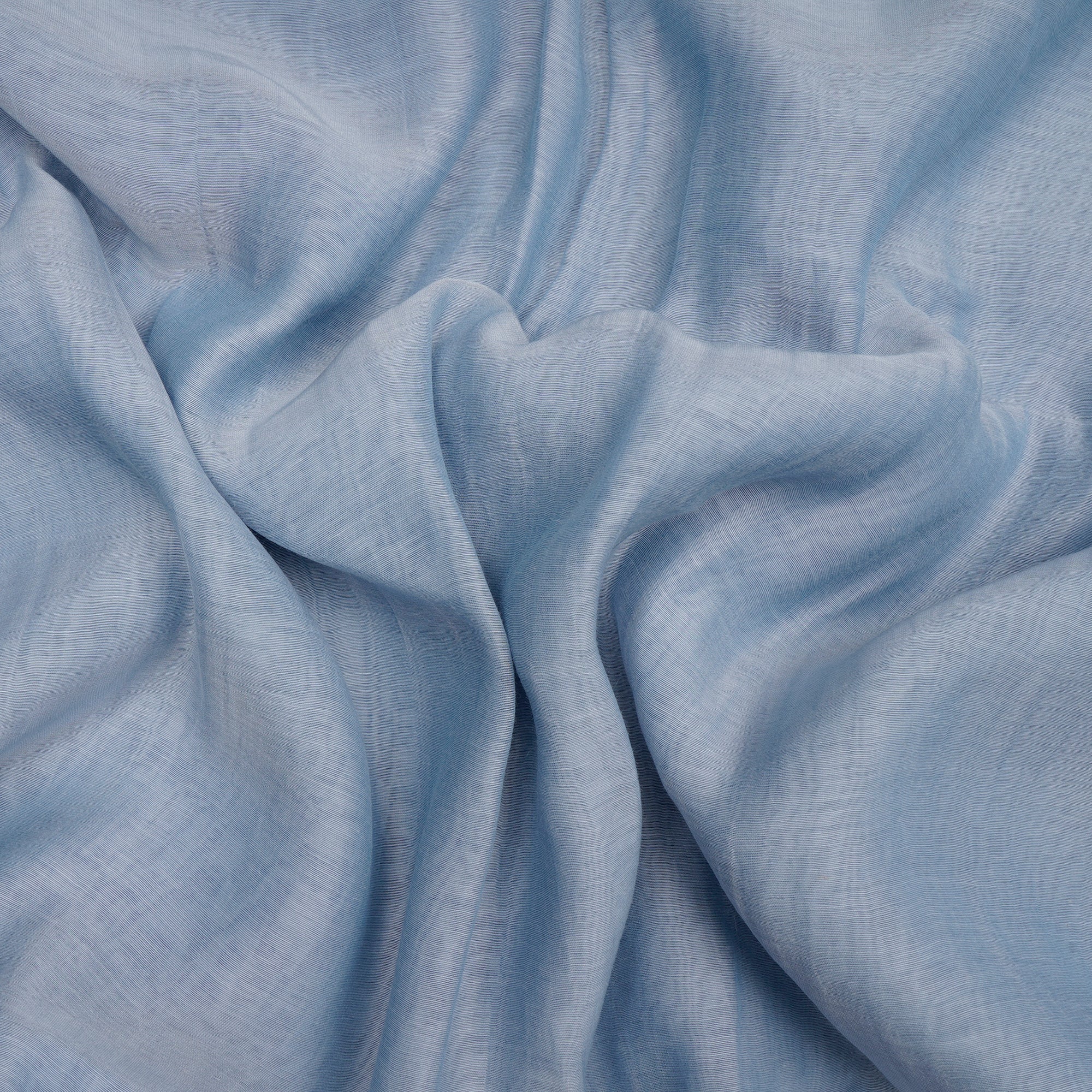 (Pre-Cut 3.30 Mtr) Celestial Blue Piece Dyed Pure Chanderi Fabric