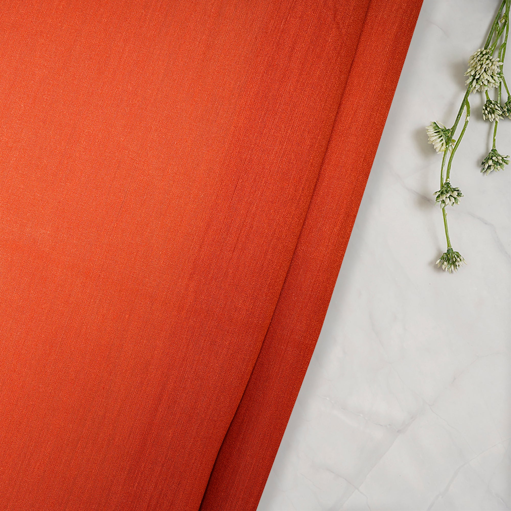 (Pre Cut 0.90 Mtr )Orange Natural Muga Silk Fabric
