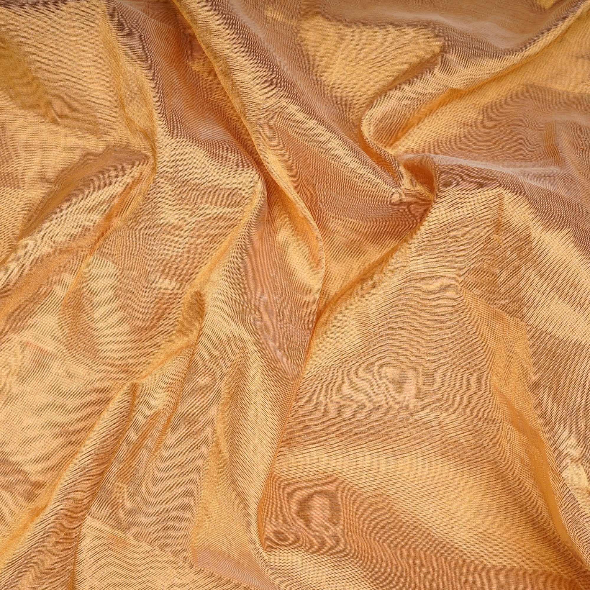 (Pre-Cut 2.25 Mtr)Light Golden Piece Dyed Plain Handwoven Tissue Fabric
