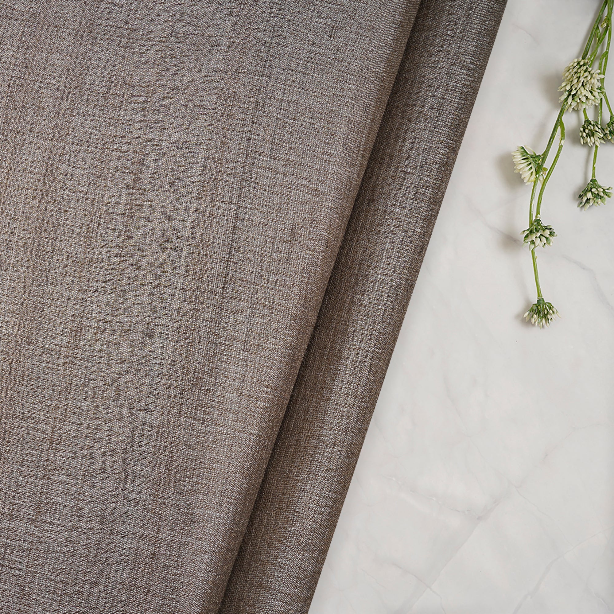 (Pre-Cut 3.90 Mtr) Grey Piece Dyed Plain Tussar Silk Fabric