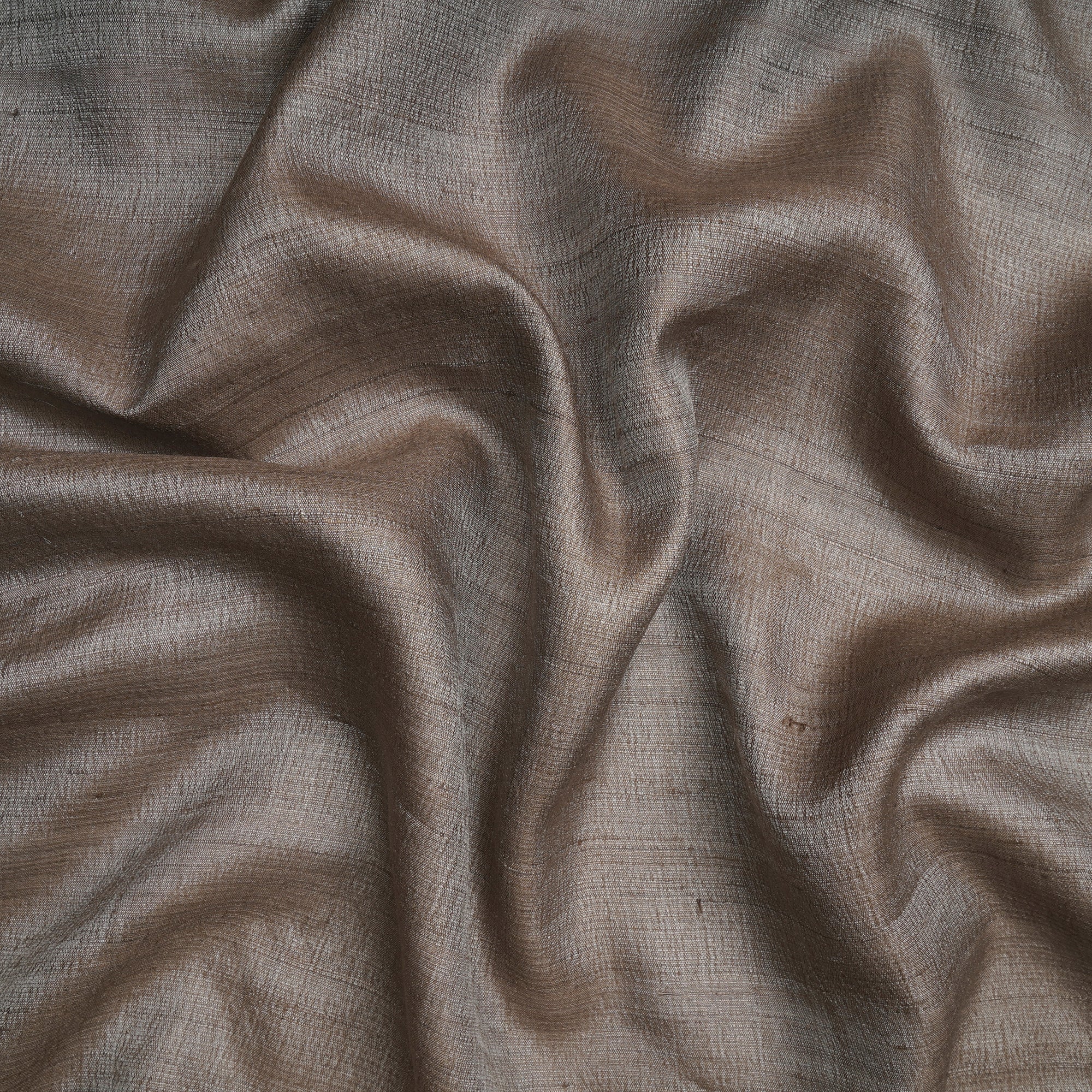 (Pre-Cut 3.90 Mtr) Grey Piece Dyed Plain Tussar Silk Fabric