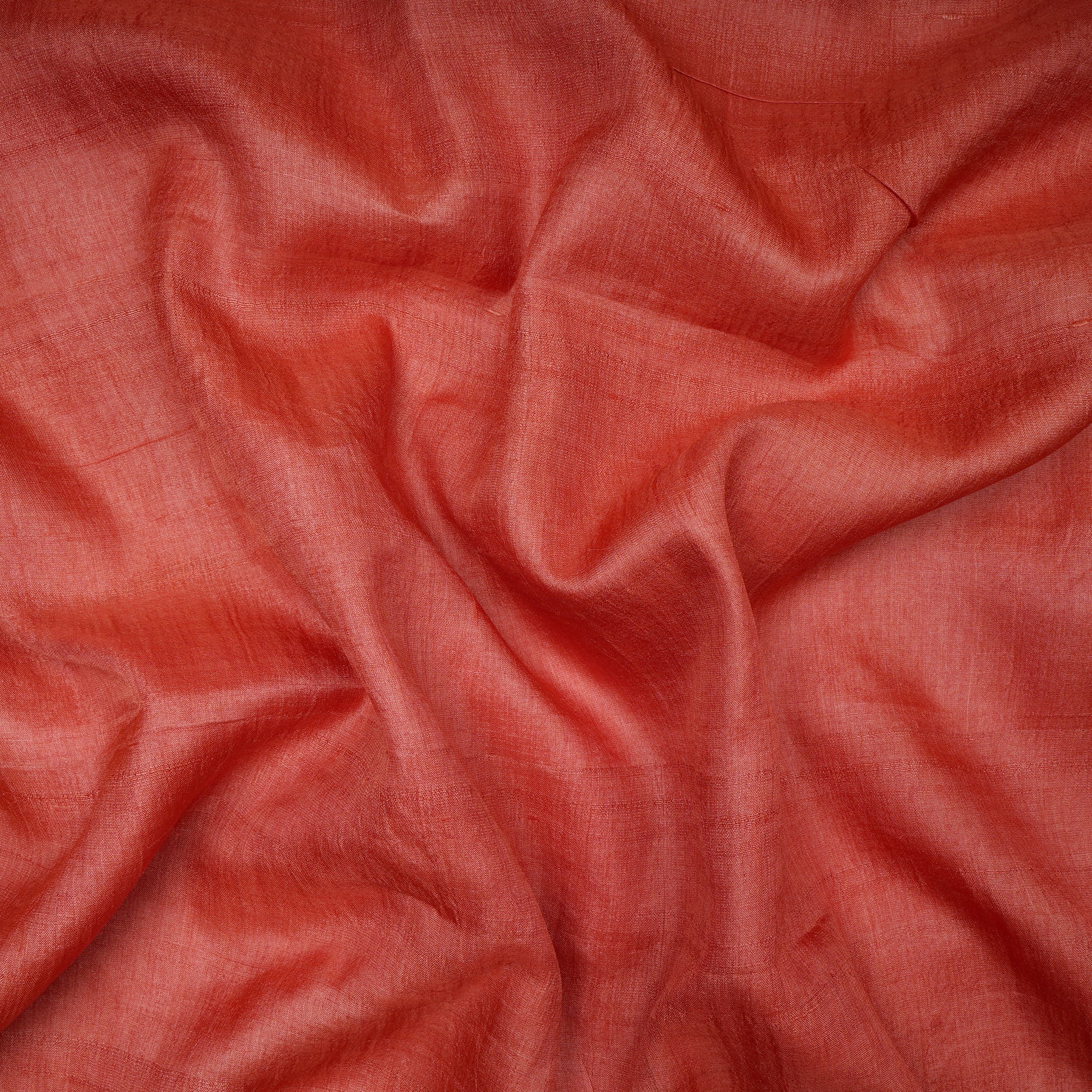 (Pre-Cut 4.40 Mtr)Orange Handwoven Desi Tusser Silk Fabric