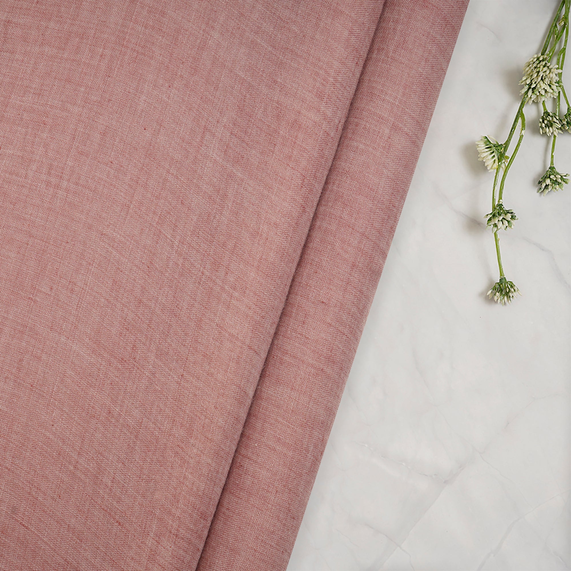 (Pre-Cut 1.30 Mtr)Misty Rose Plain Cheese Cotton Fabric