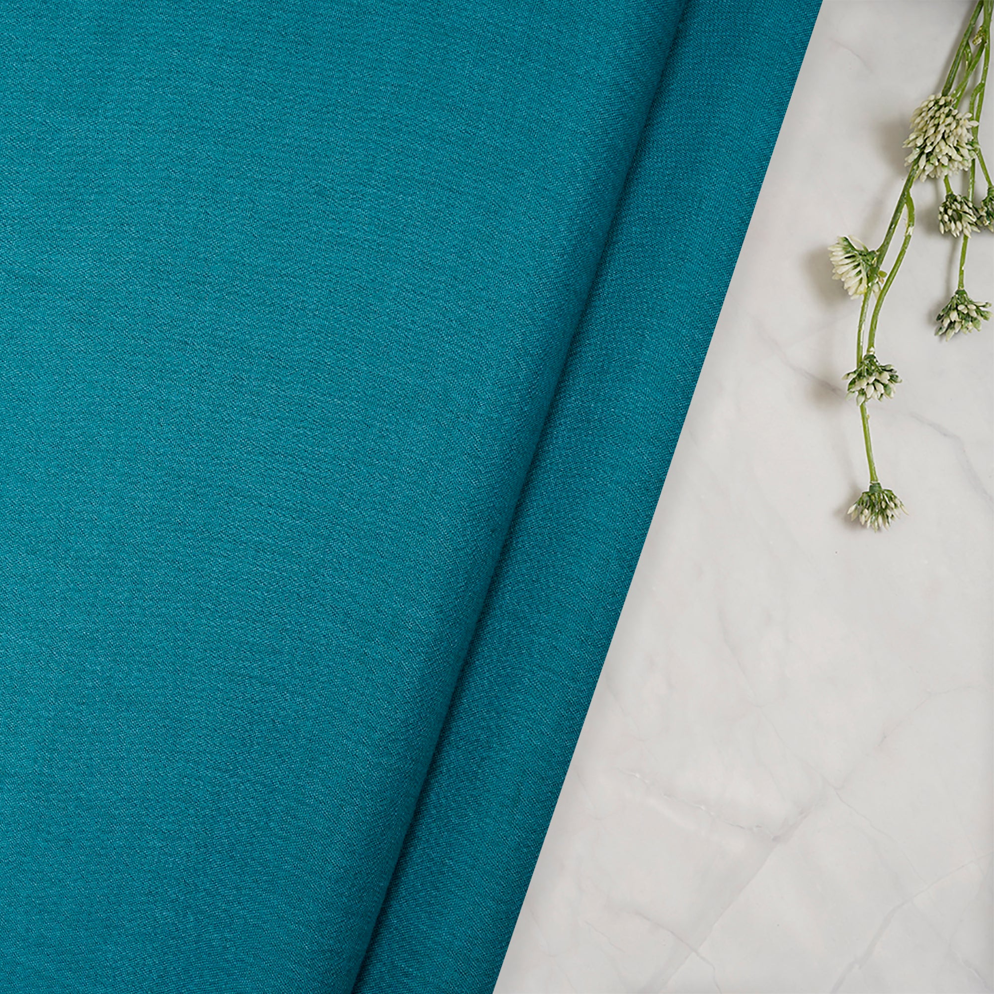 (Pre-Cut 1.30 Mtr)Pagoda Blue Plain Polyester Cotton Fabruc