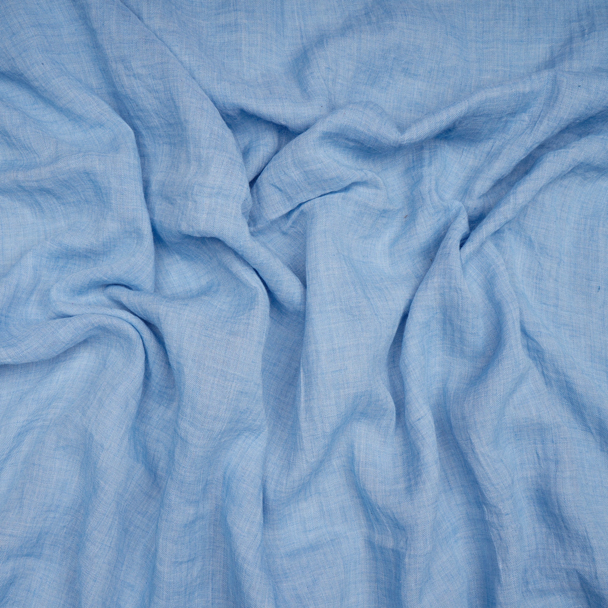 (Pre-Cut 2.00 Mtr)Ice Blue Cheese Cotton Chambray Fabric