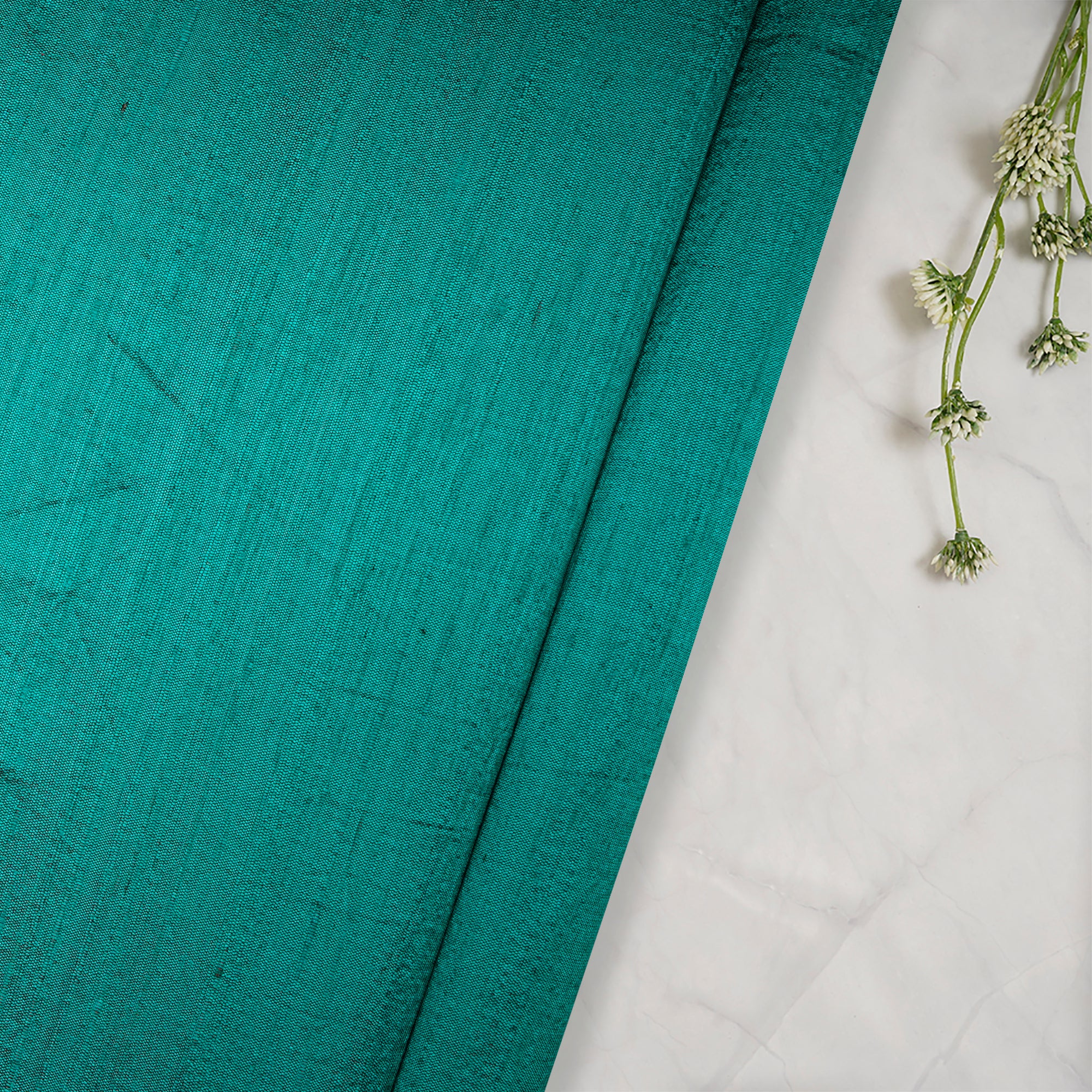 (Pre Cut 0.90 Mtr )Turquoise-Red Dual Tone Dupion Silk Fabric