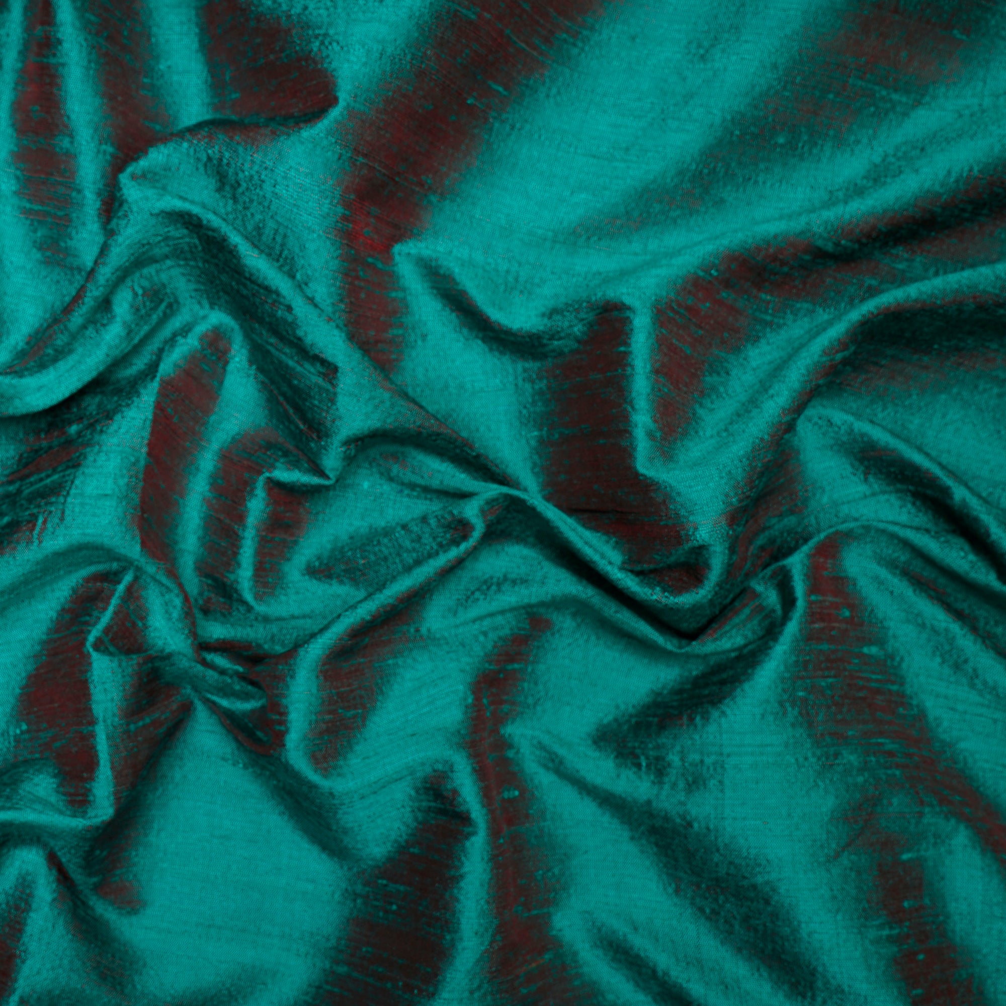 (Pre Cut 0.90 Mtr )Turquoise-Red Dual Tone Dupion Silk Fabric