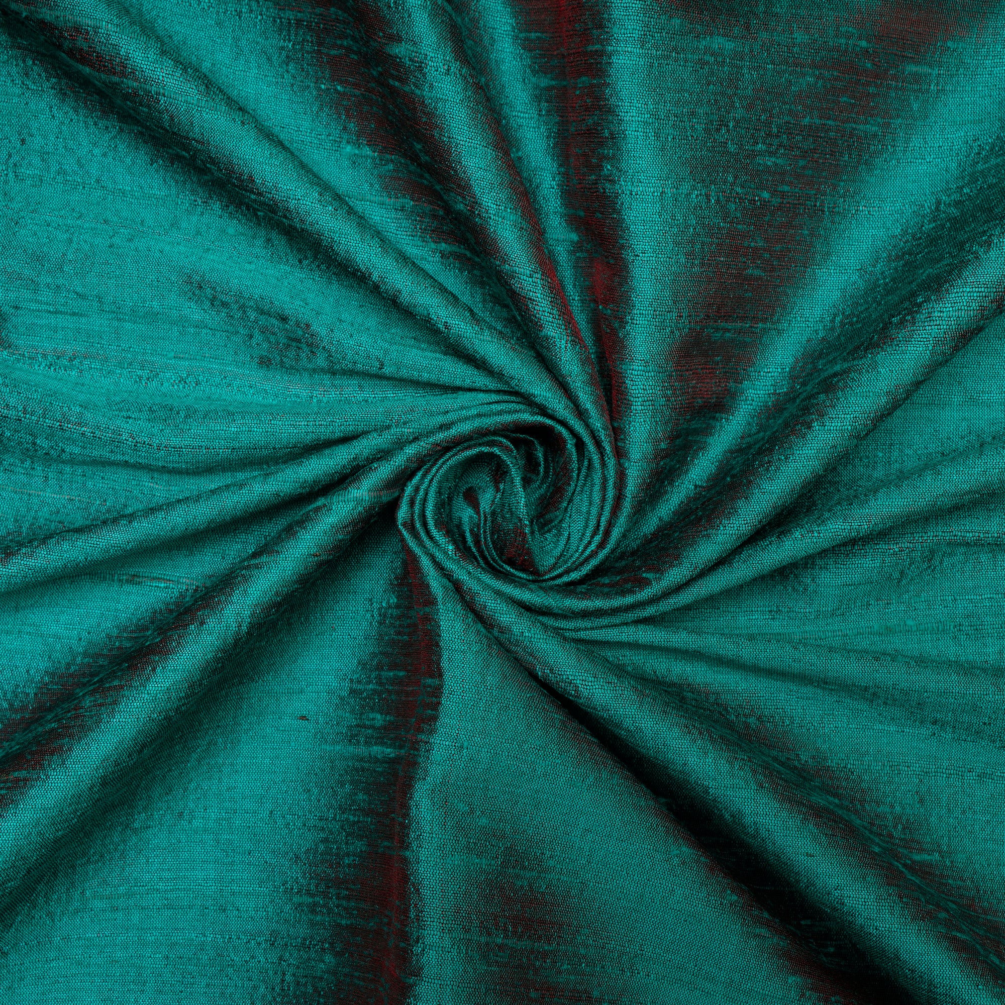 (Pre Cut 0.90 Mtr )Turquoise-Red Dual Tone Dupion Silk Fabric