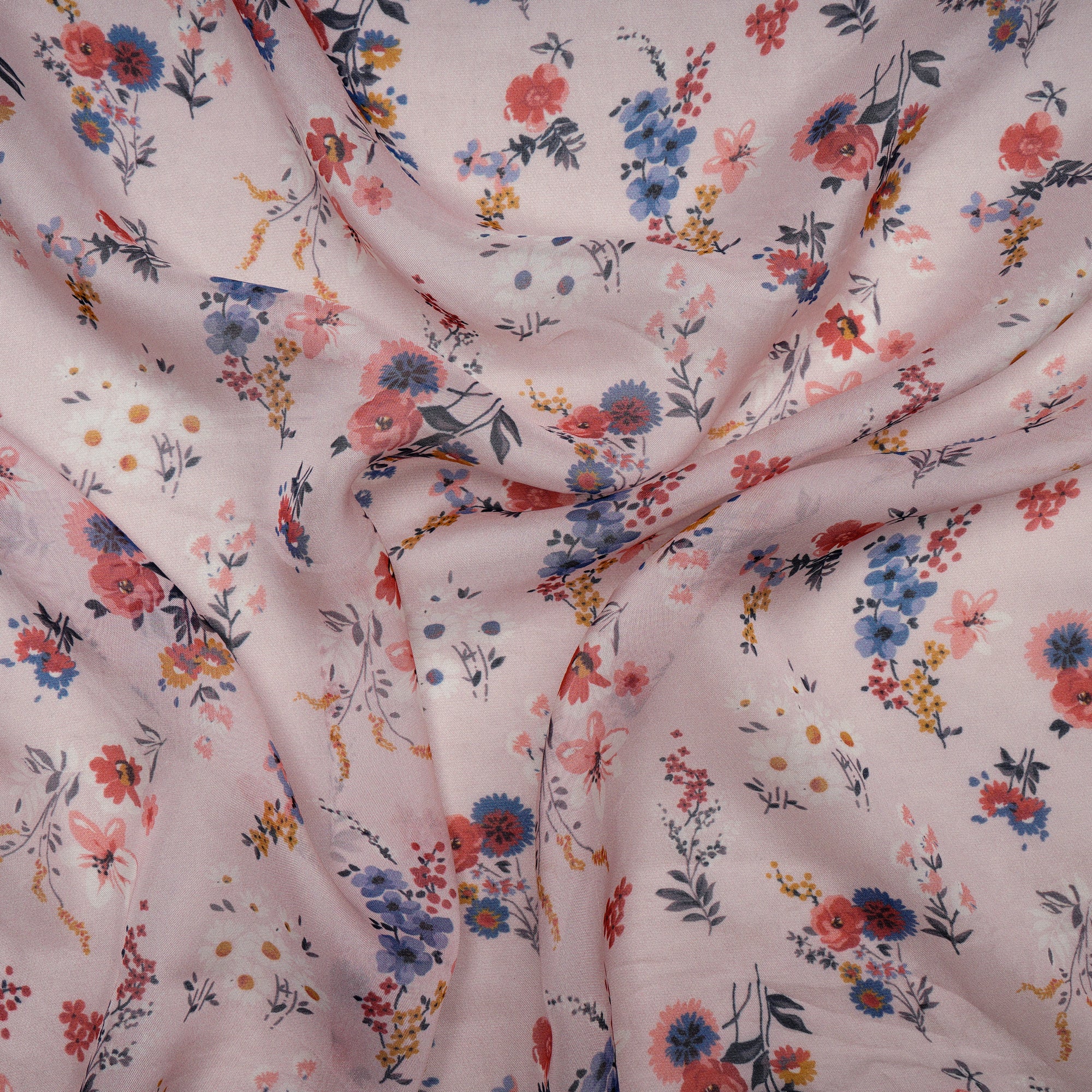 (Pre Cut 1.1 Mtr ) Carousel Pink Digital Printed Viscose Organza Fabric