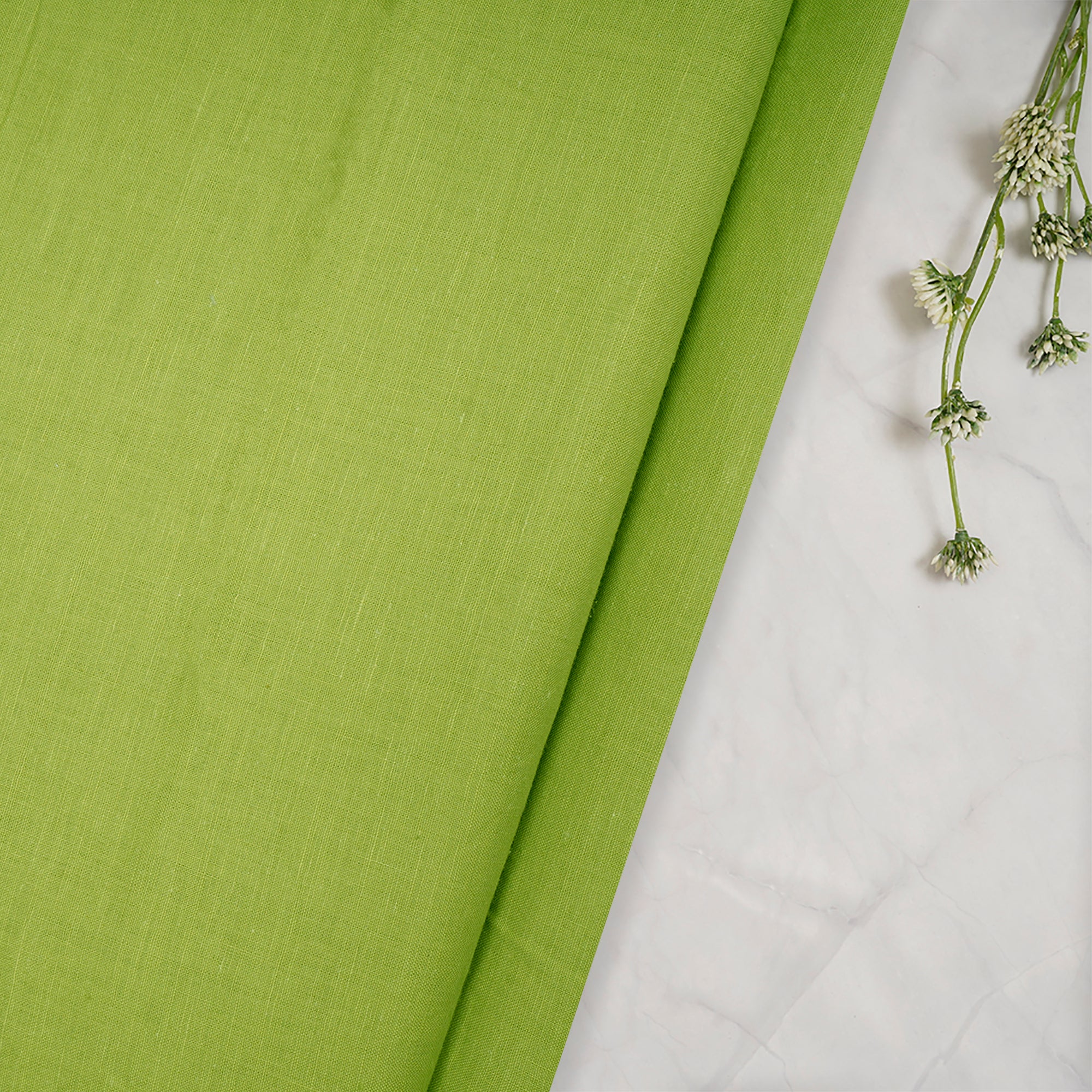 (Pre-Cut 1.15 Mtr)Pear Color Handwoven Handspun Cotton Fabric