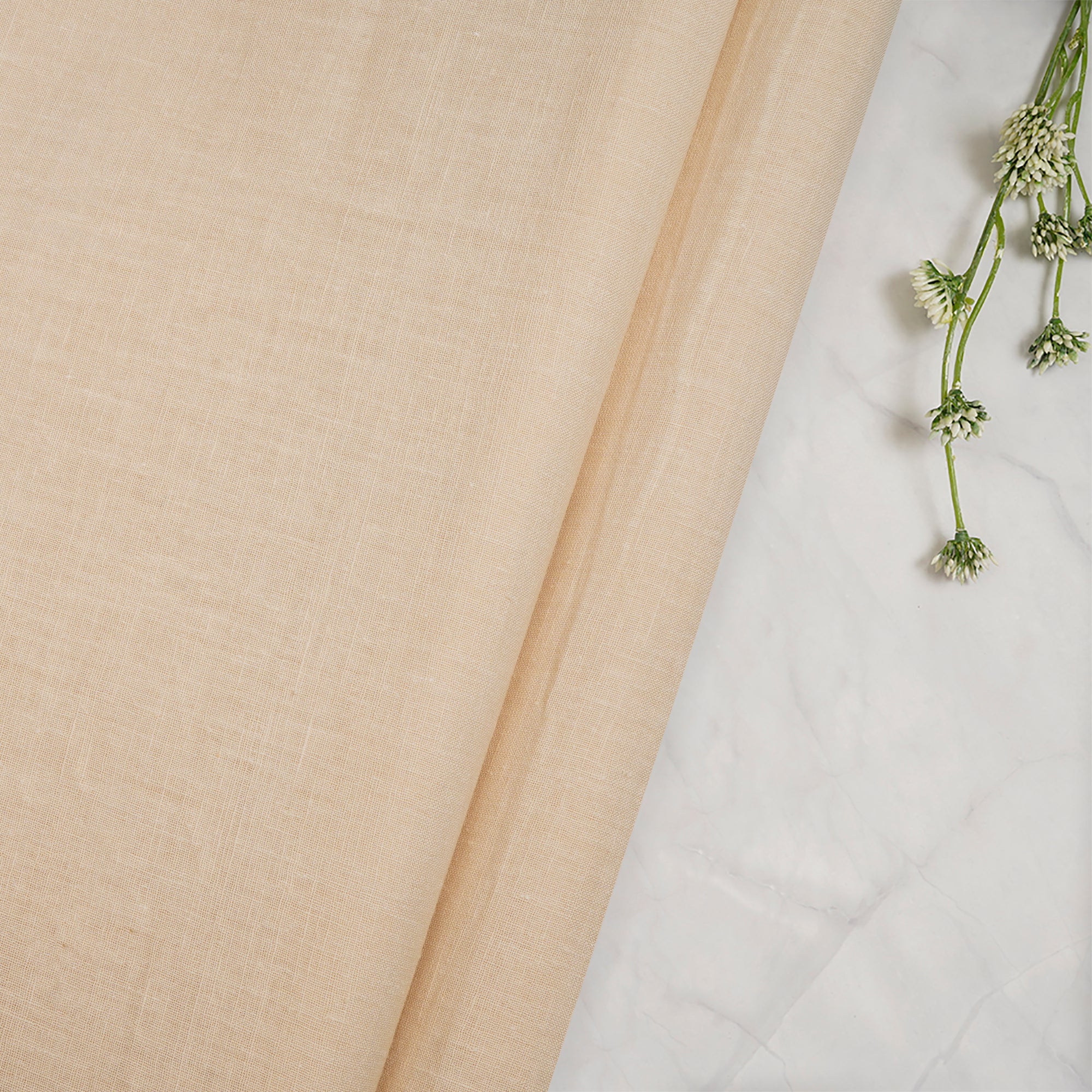 (Pre-Cut 2.25 Mtr) Cream Piece Dyed Plain Handspun Handwoven Cotton Fabric