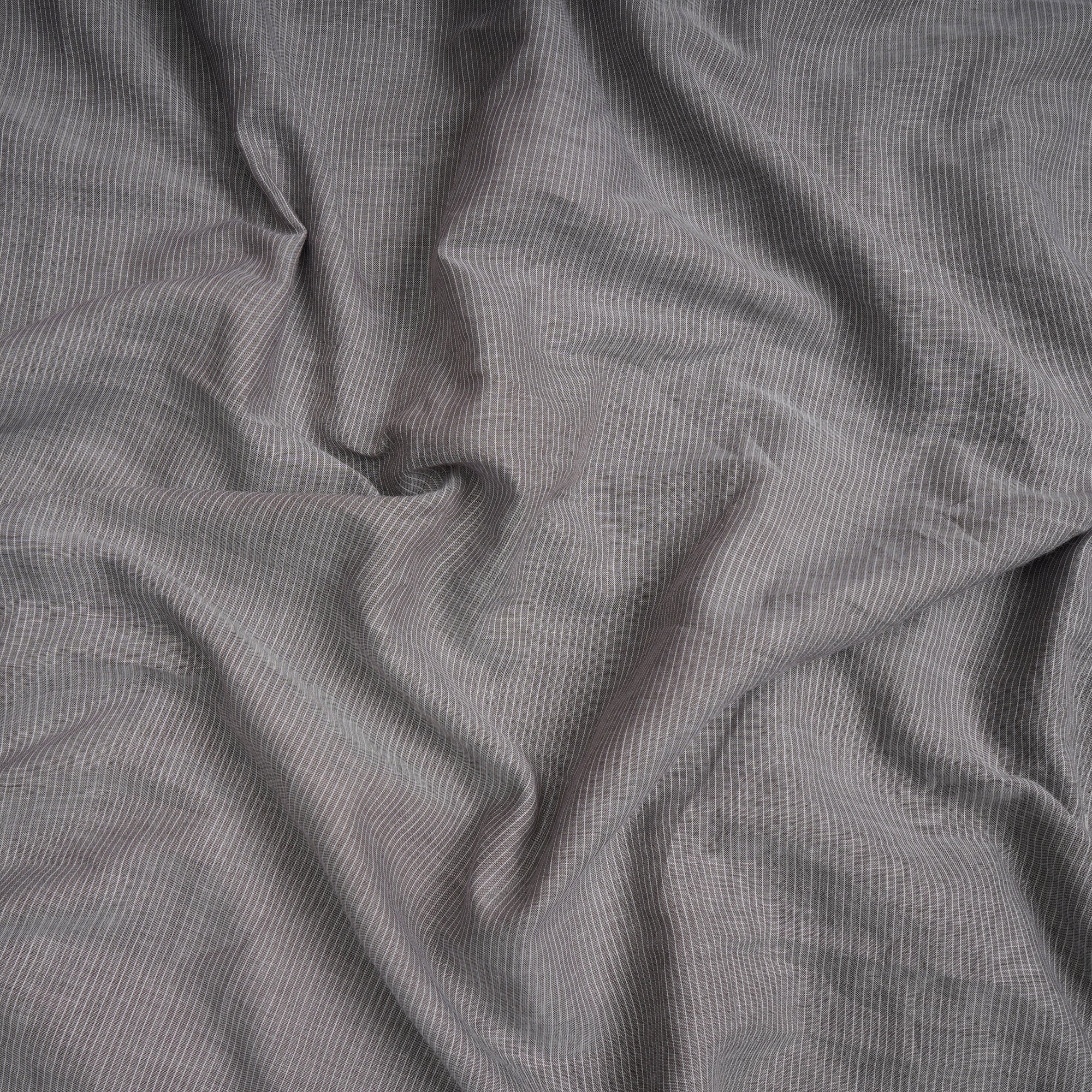 (Pre-Cut 1.90 Mtr) Grey-White Stripe Pattern Bemberg Modal Fabric