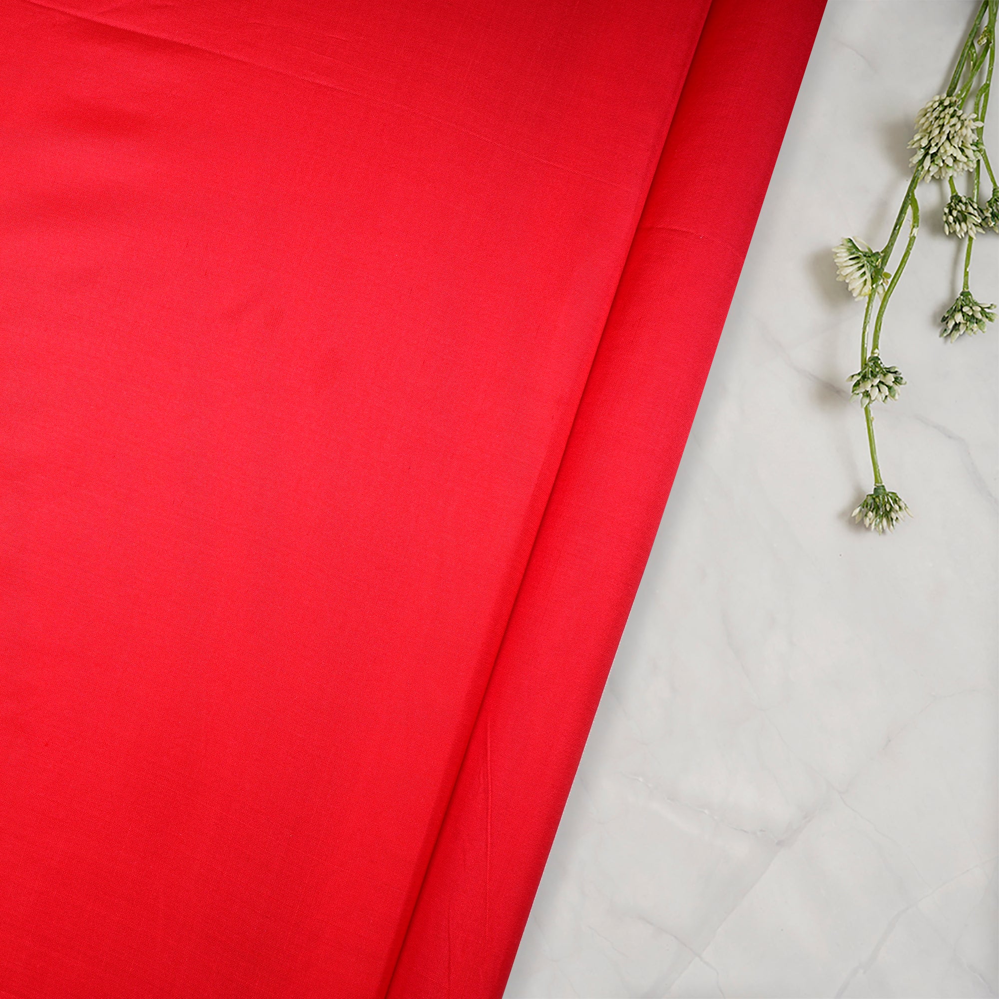 (Pre-Cut 4.80 Mtr)Red Color Bangalore Silk Fabric