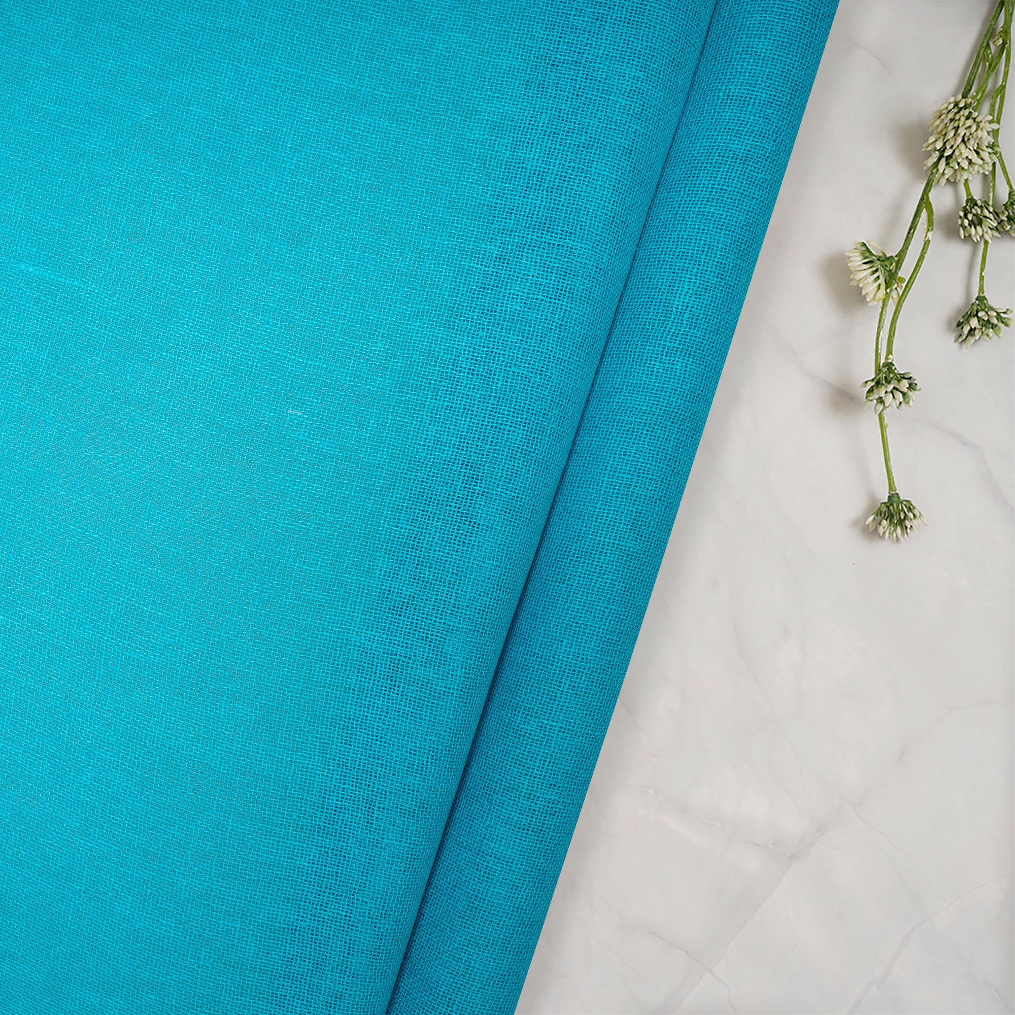 (Pre Cut 0.80 Mtr )Sky Blue Color Pure Cotton Fabric