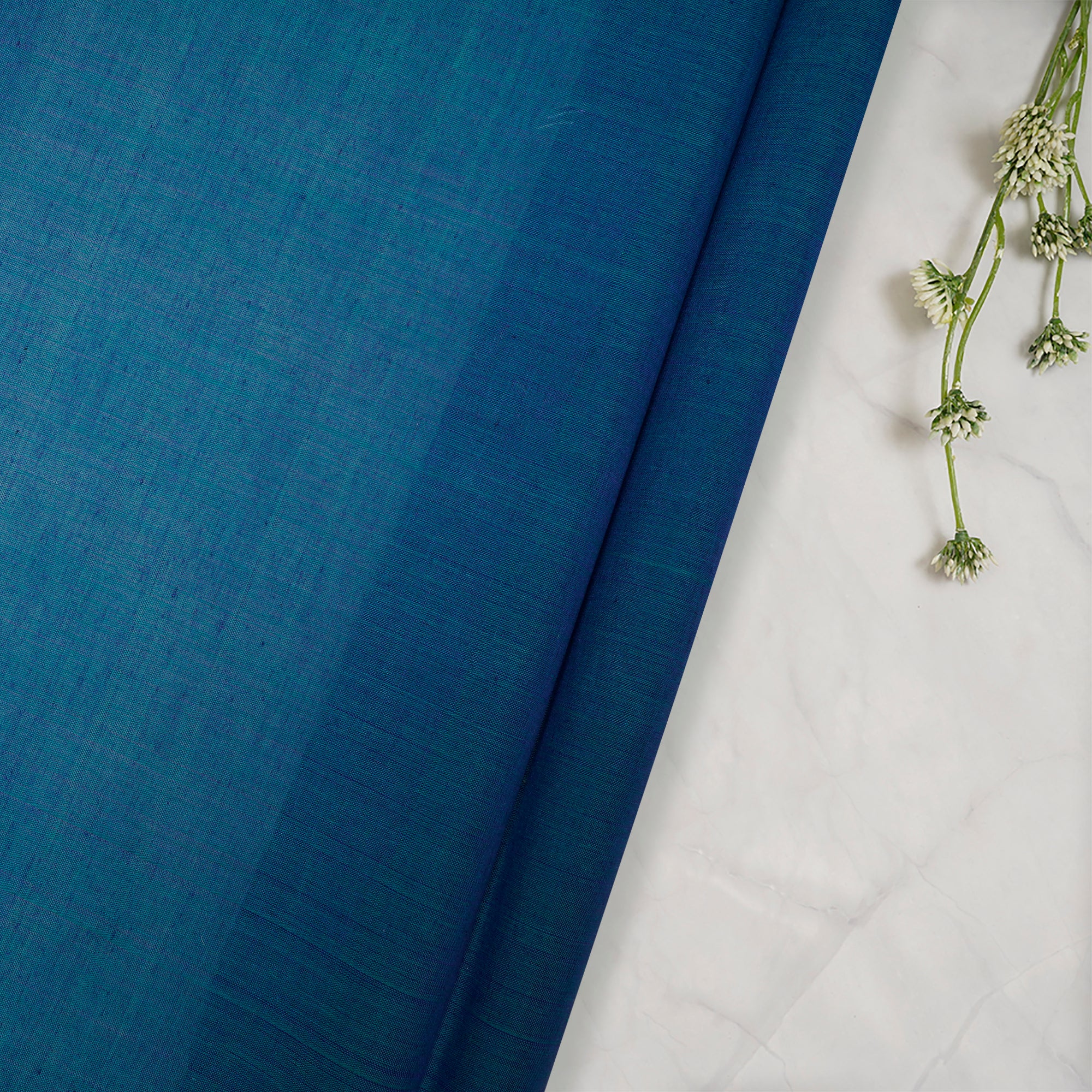 (Pre Cut 0.70 Mtr )Blue Mangalgiri Cotton Fabric