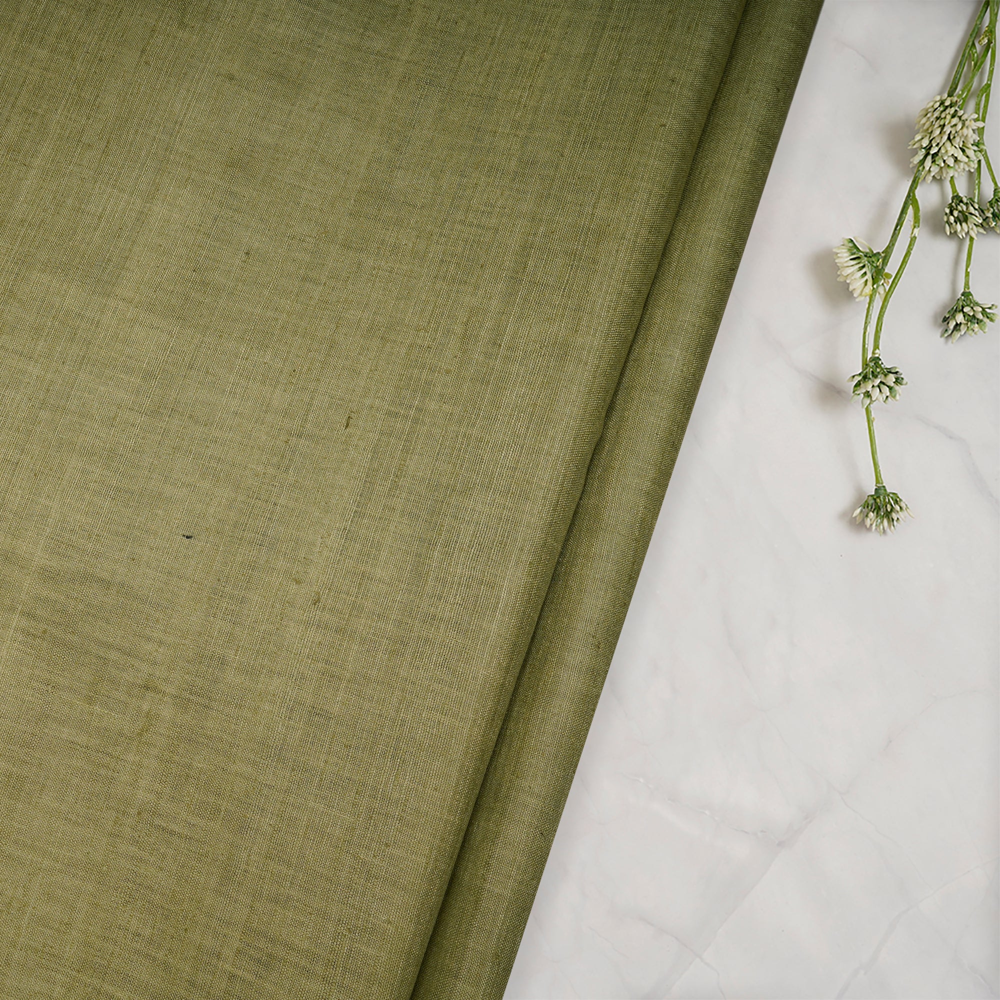 (Pre-Cut 2.45 Mtr)Green Piece Dyed Pure Matka Silk Fabric