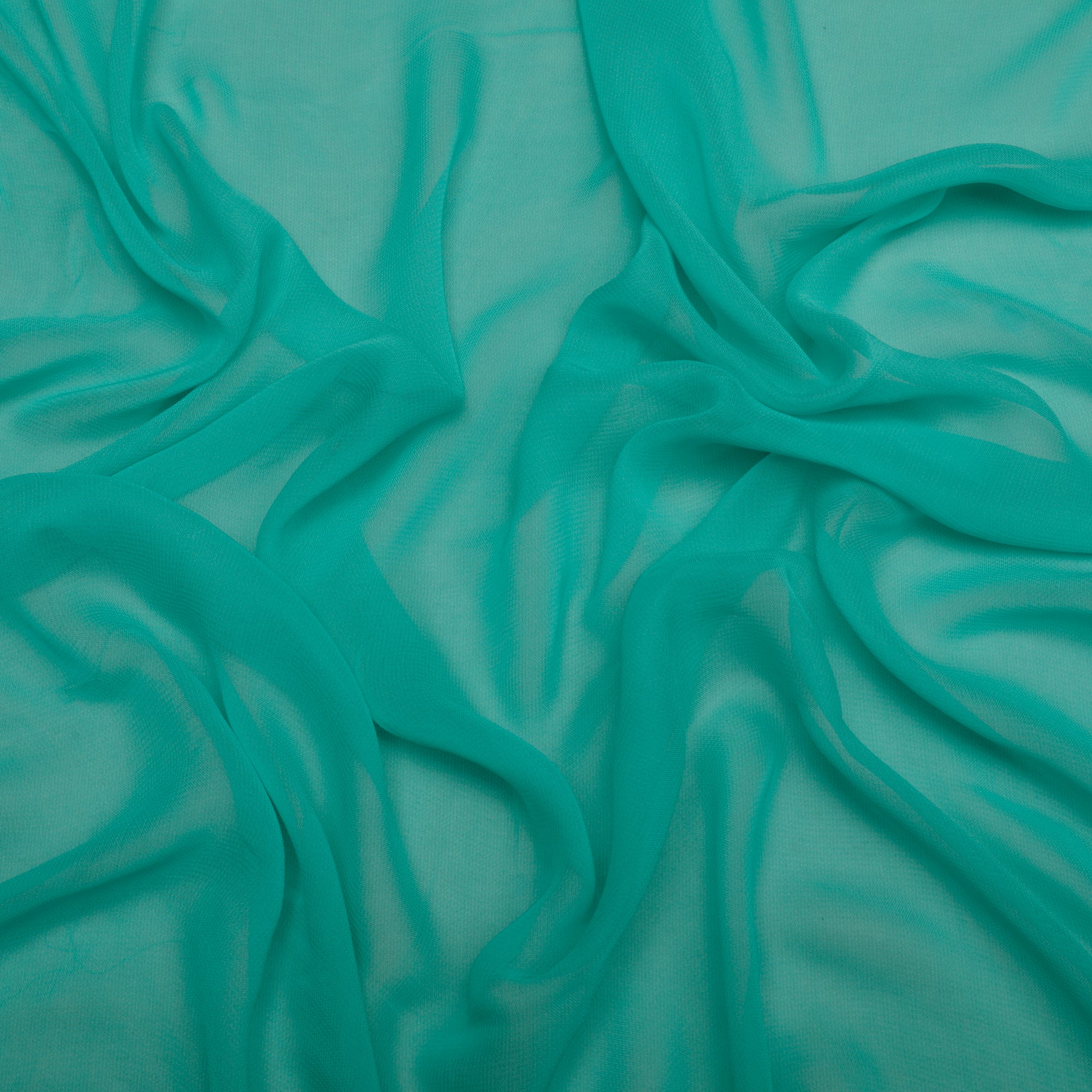 (Pre-Cut 1.00 Mtr)Bright Aqua Color Piece Dyed Viscose Georgette Fabric
