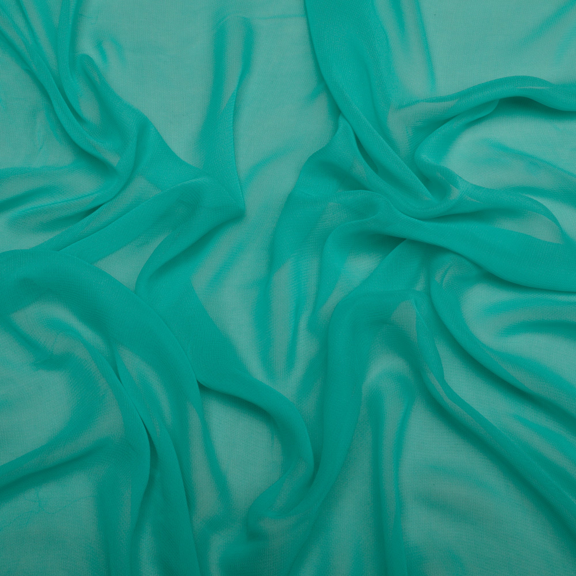 (Pre-Cut 1.00 Mtr)Bright Aqua Color Piece Dyed Viscose Georgette Fabric