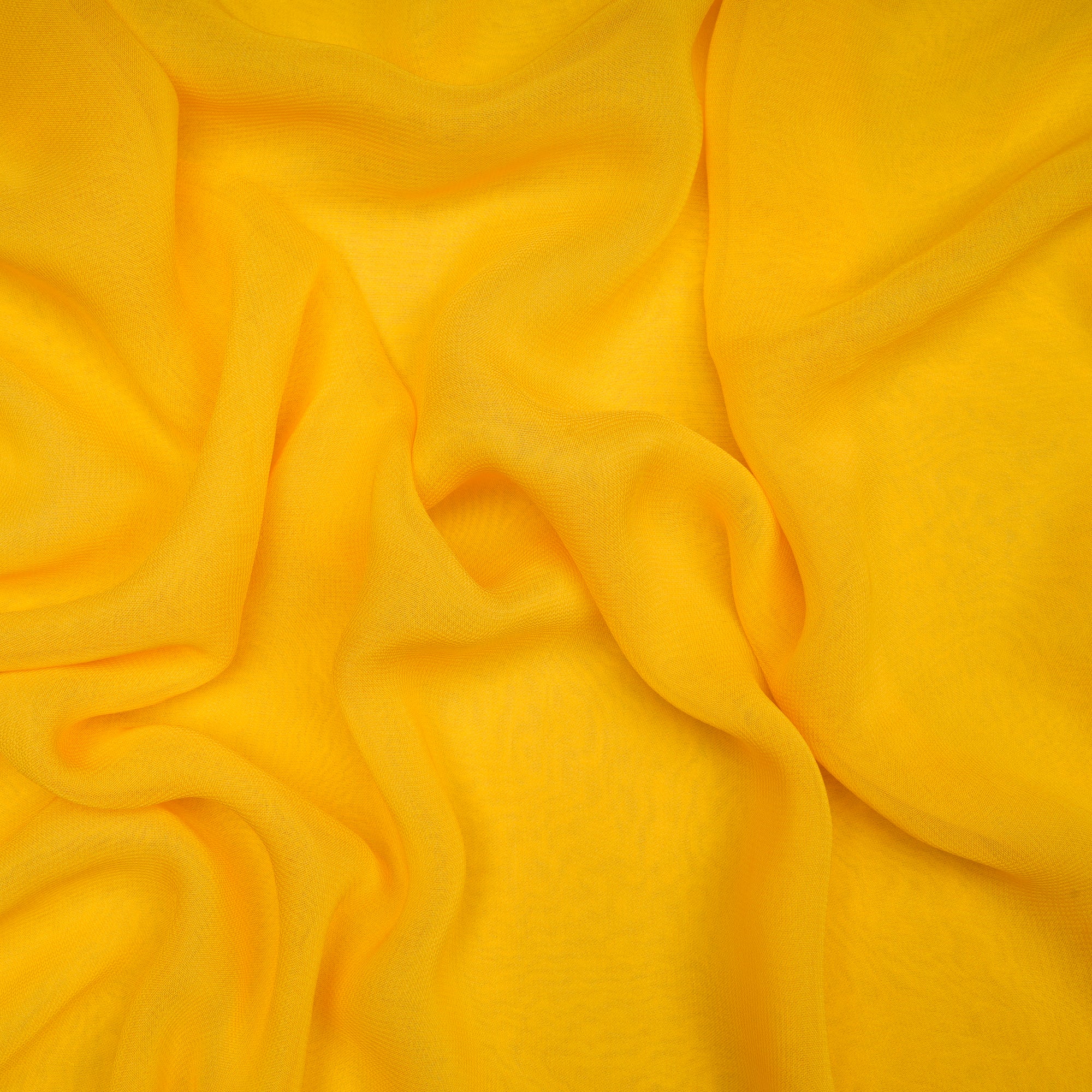 (Pre-Cut 2.20 Mtr)Yellow Color Piece Dyed Viscose Georgette Fabric