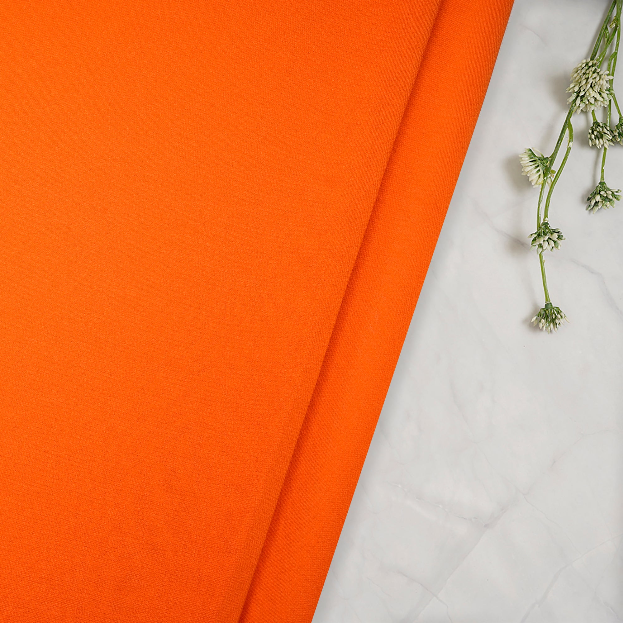 (Pre-Cut 2.50 Mtr) Orange Plain Viscose Georgette Fabric