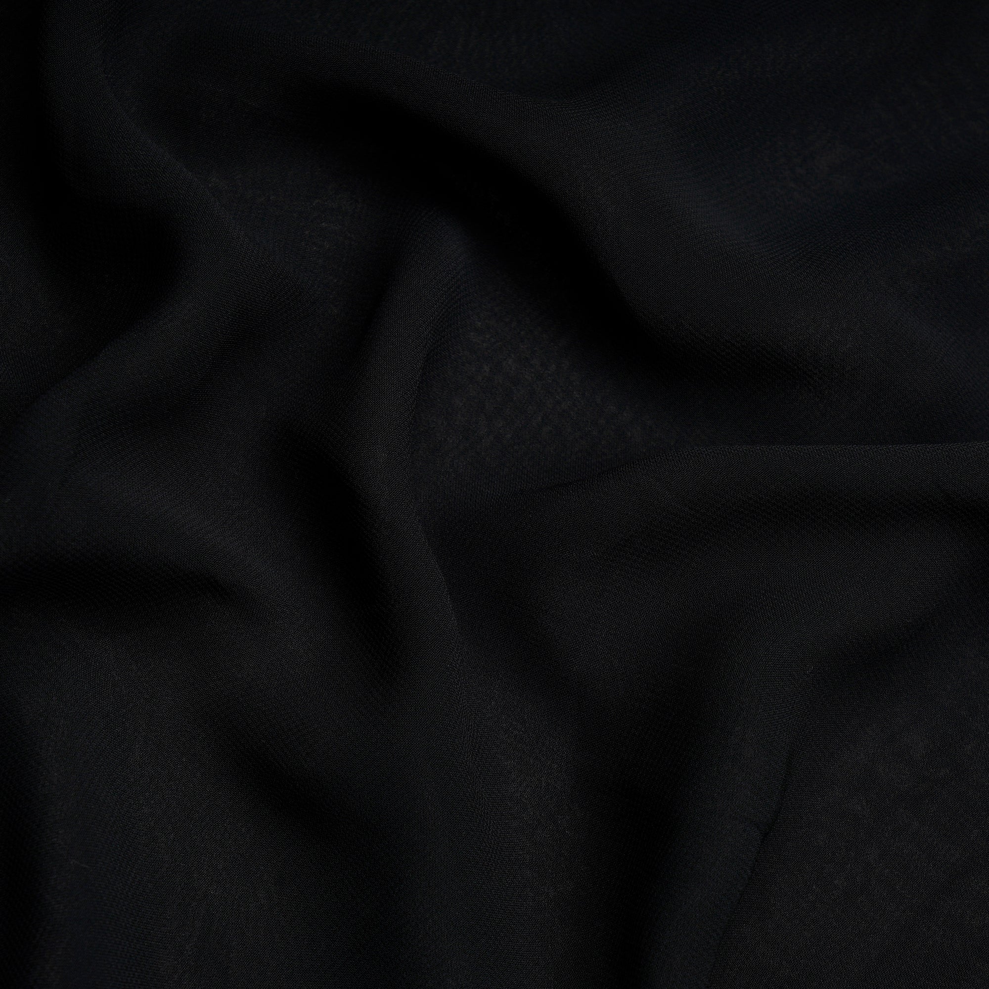 (Pre-Cut 2.60 Mtr) Black Piece Dyed Plain Viscose Georgette Fabric