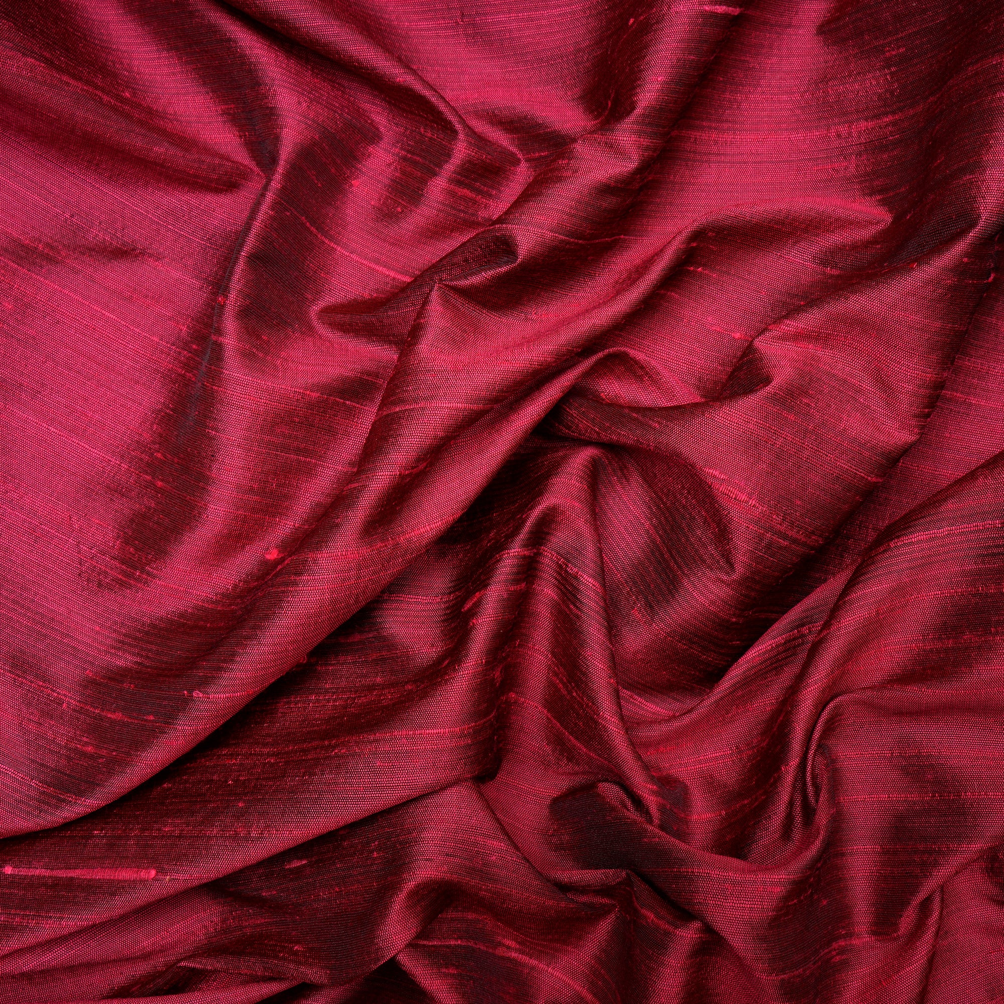 (Pre-Cut 2.00 Mtr)Maroon Color Blended Dupion Silk Fabric
