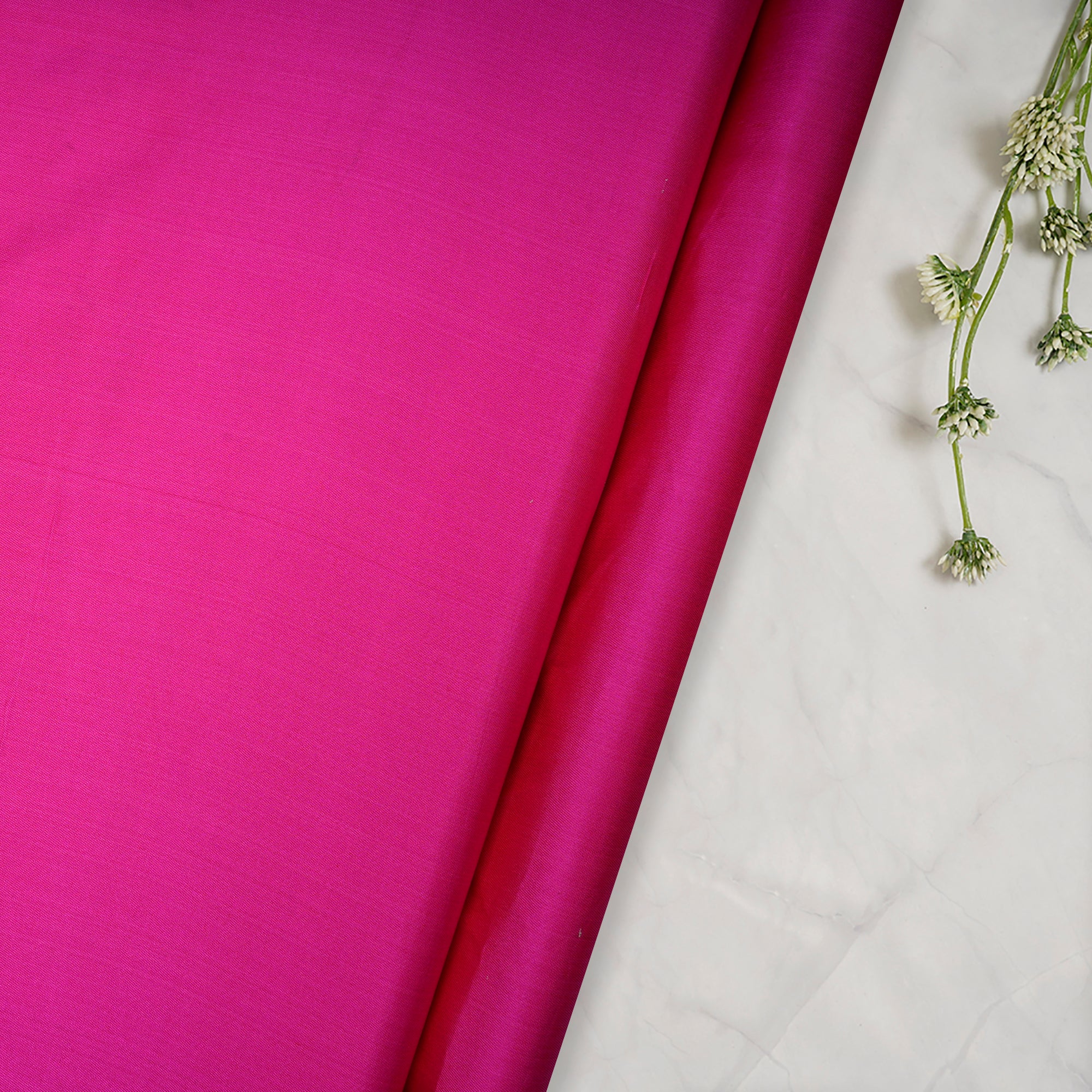 (Pre-Cut 1.95 Mtr)Pink Plain Satin Silk Fabric