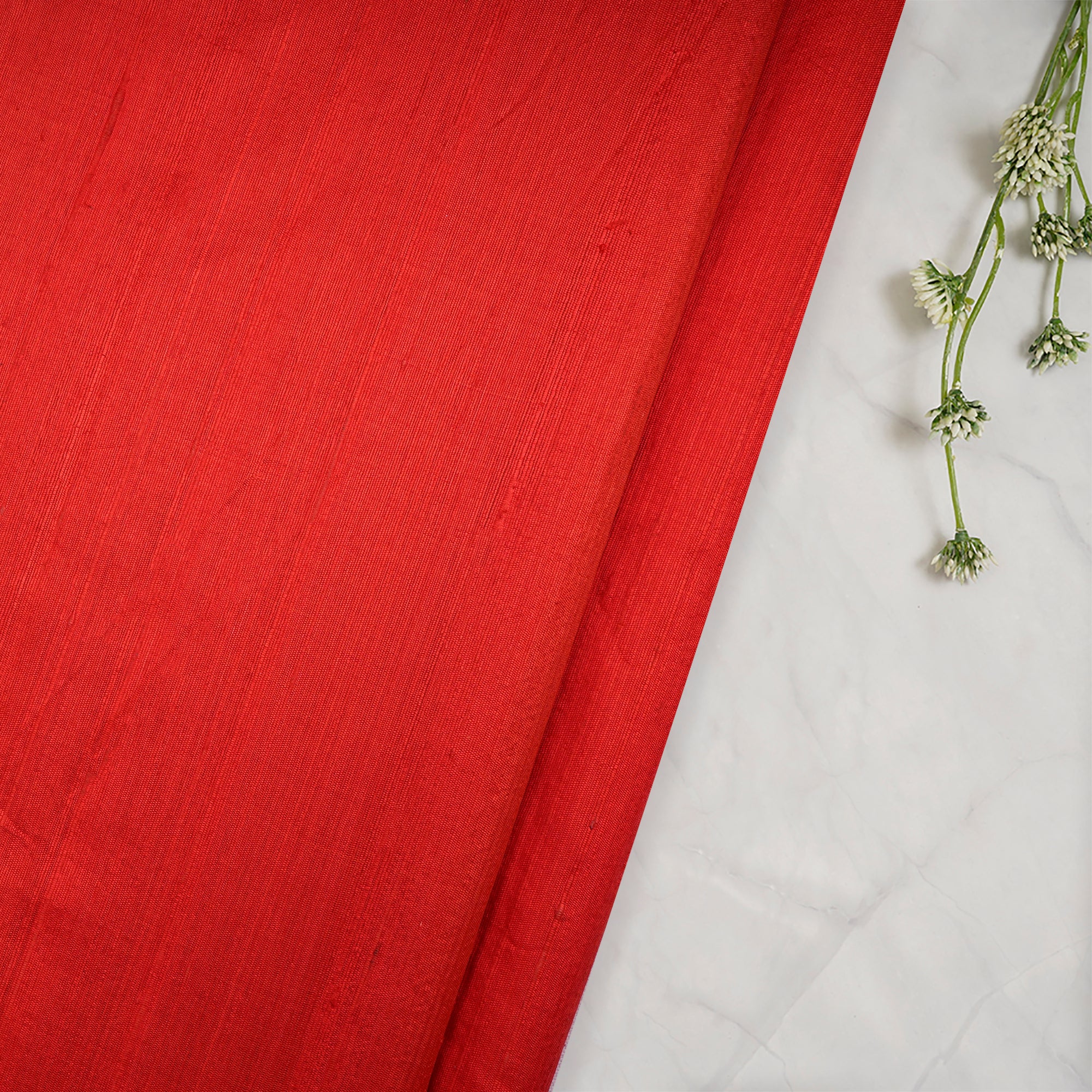 (Pre-Cut 1.50 Mtr)Red Dupion Silk Fabric