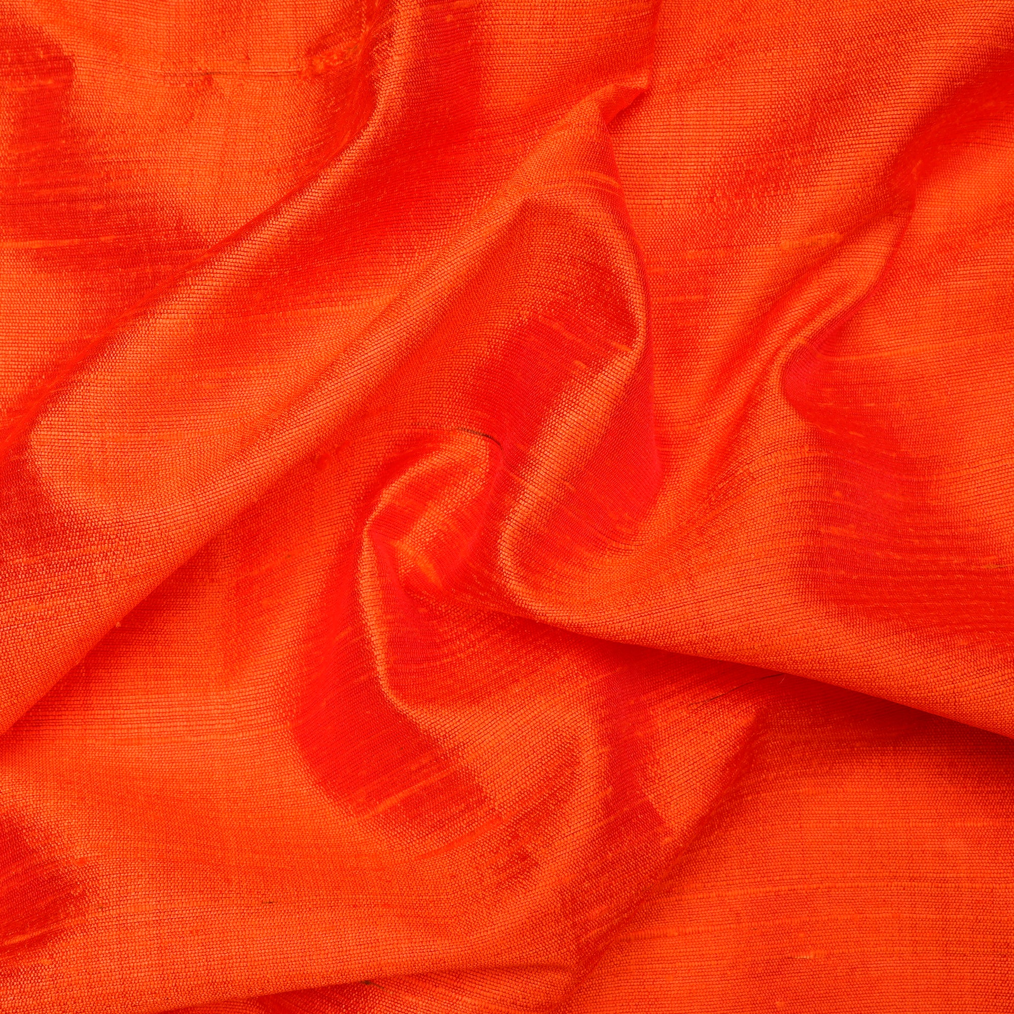 (Pre-Cu 2.00 Mtr) Orange Dupion Silk Fabric