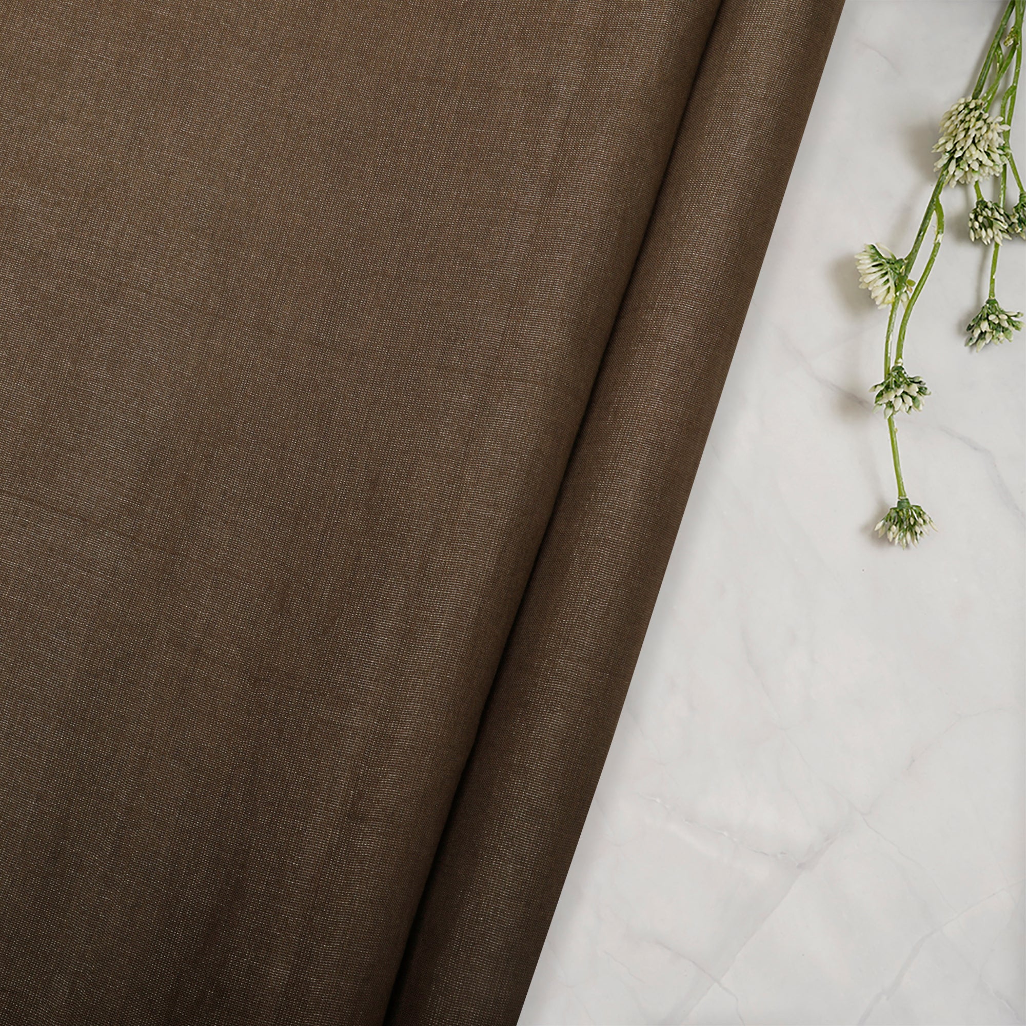 (Pre-Cut 1.40 Mtr)Otter Brown Silver Tissue Chanderi Fabric