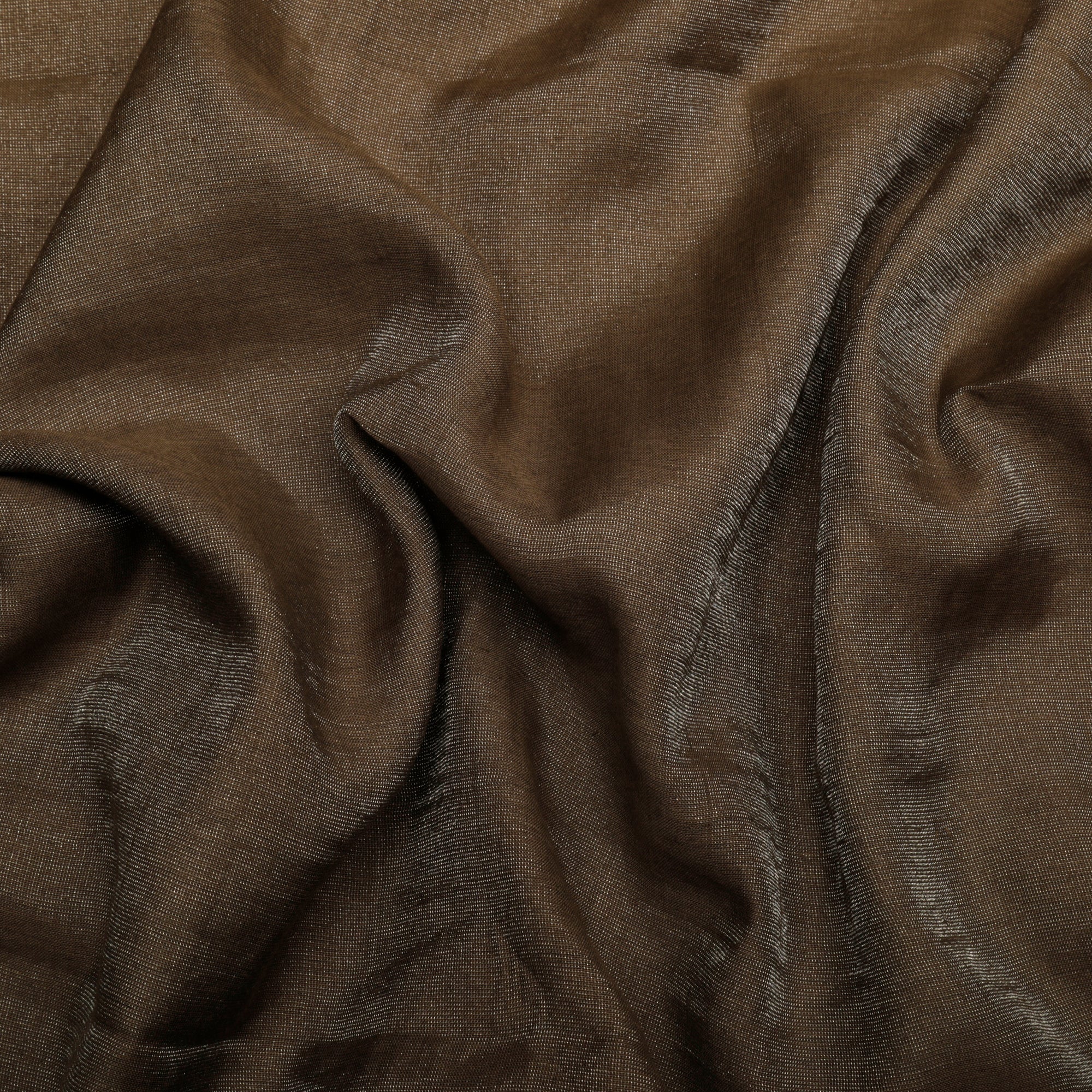 (Pre-Cut 1.40 Mtr)Otter Brown Silver Tissue Chanderi Fabric