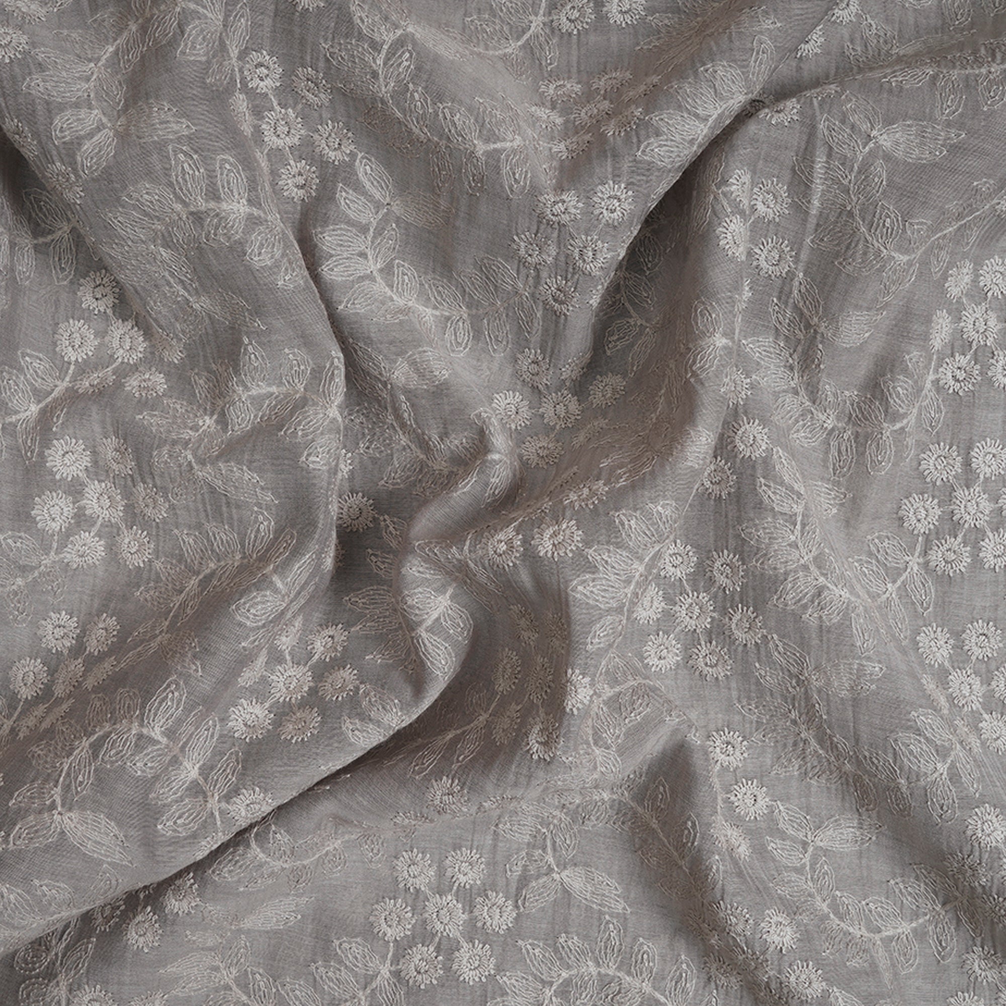 (Pre-Cut 3.30Mtr)Beige Color Embroidered Pure Chanderi Fabric