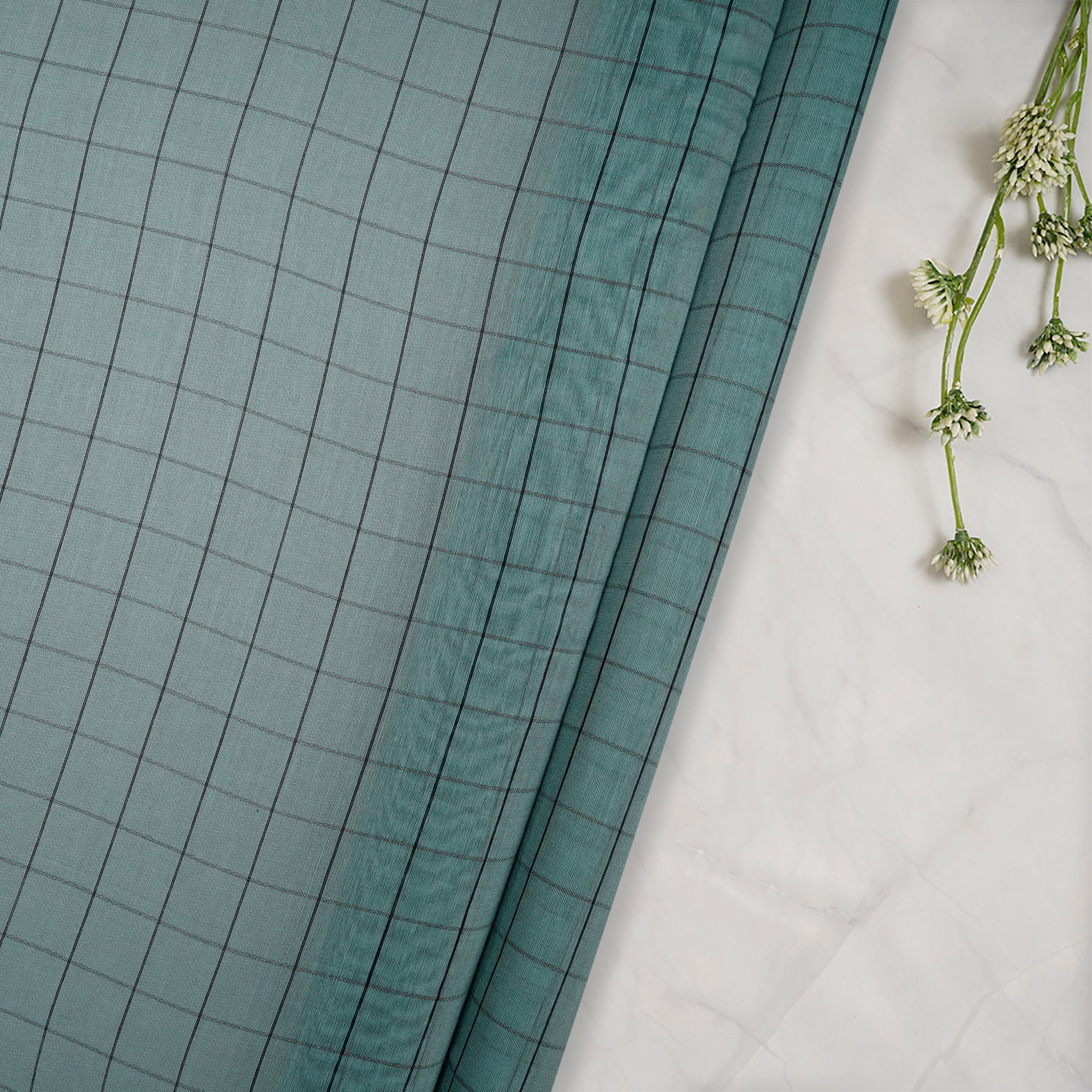 (Pre-Cut 1.00 Mtr)Blue Surf Piece Dyed Fancy Chanderi Fabric