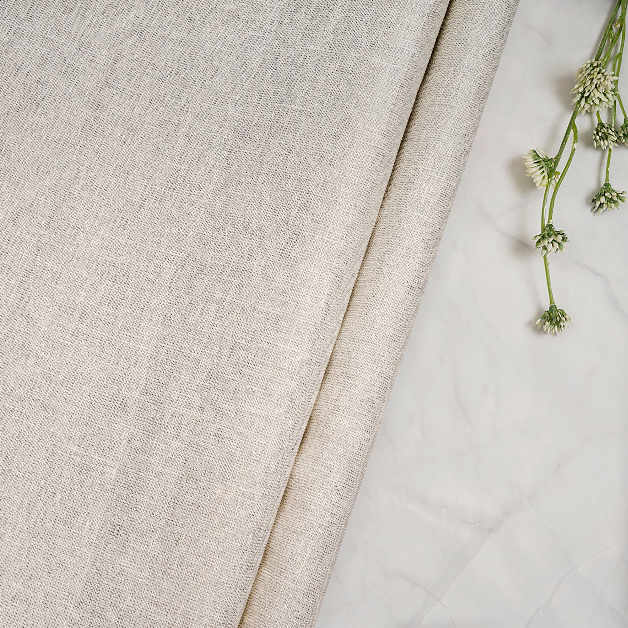 (Pre-Cut 1.40 Mtr)Silver Metallic Linen Fabric