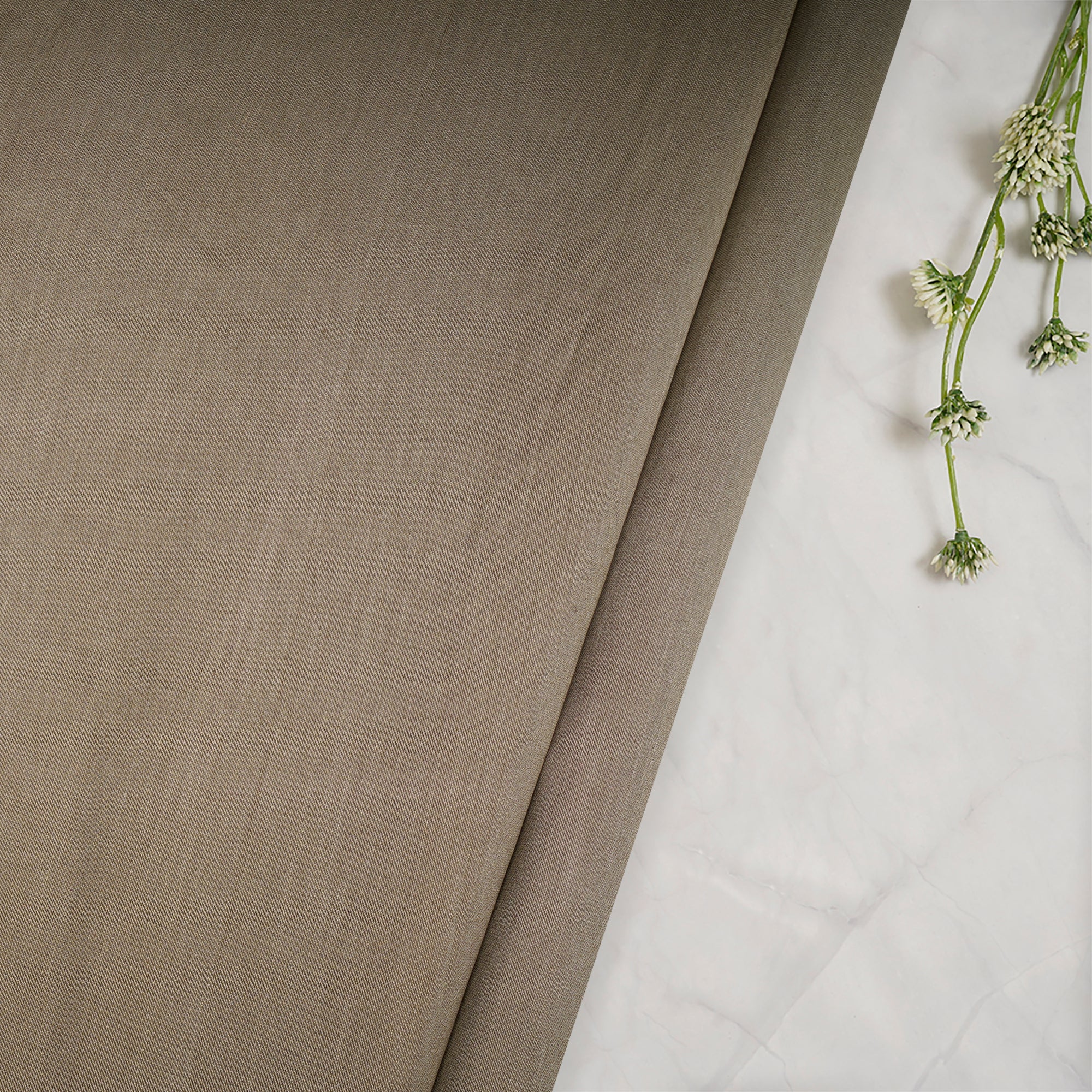(Pre-Cut 2.75 Mtr) Coriander Piece Dyed Pure Chanderi Fabric