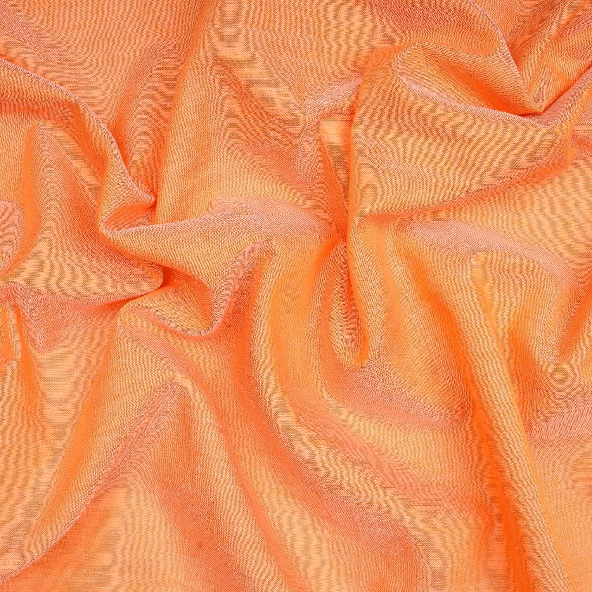 (Pre-Cut 1.90 Mtr)Orange PlainYarn Dyed Pure Cotton Fabric