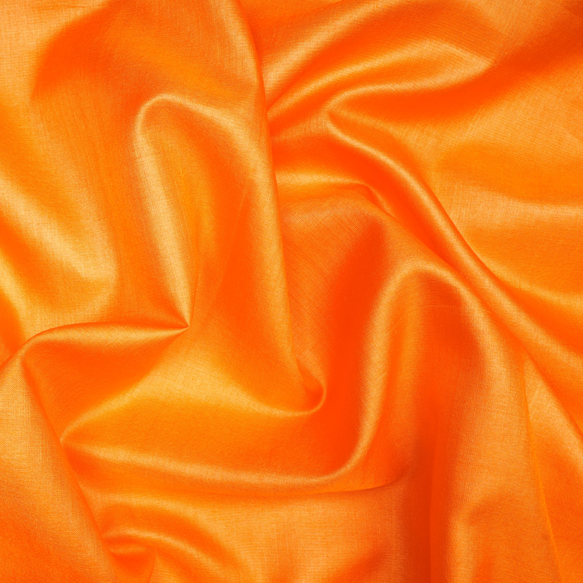 (Pre-Cut 4.50 Mtr)Orange Piece Dyed Pure Tusser Silk Fabric