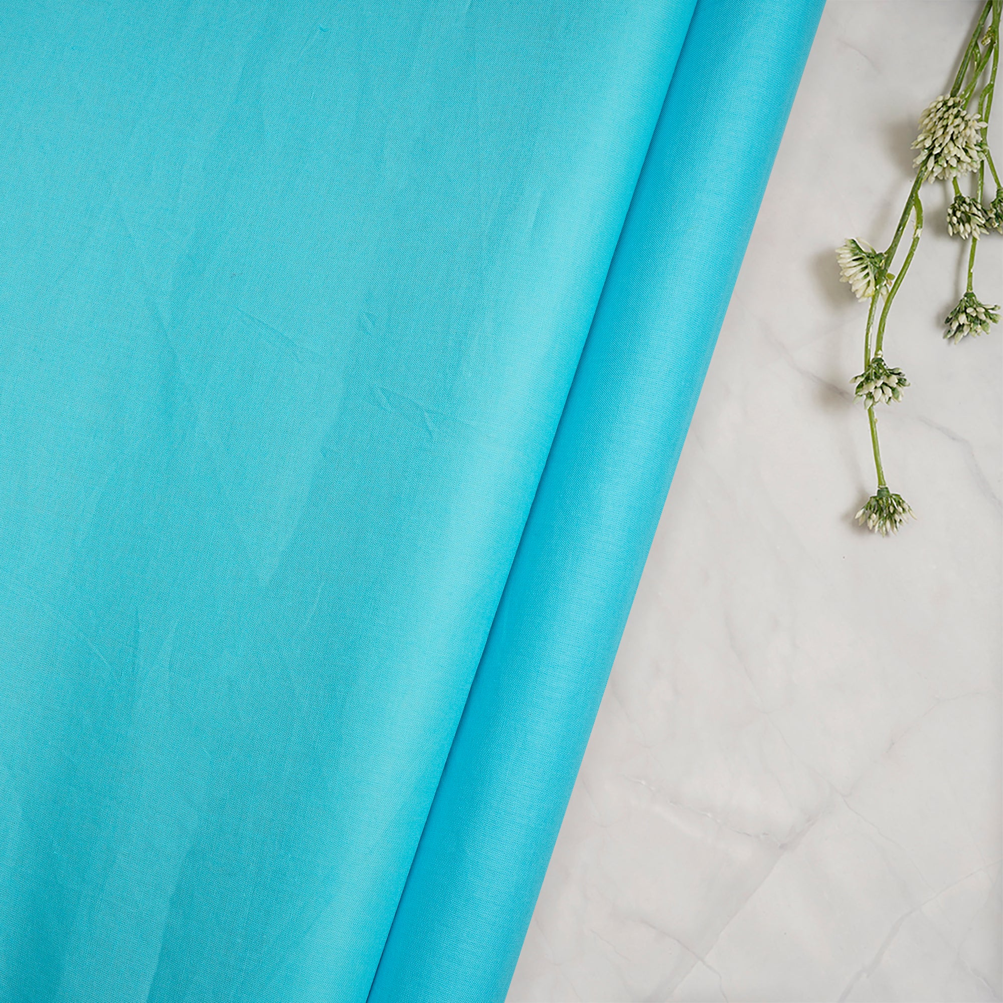 (Pre-Cut 1.00 Mtr)Light Blue Mill Dyed Cotton Cambric Fabric