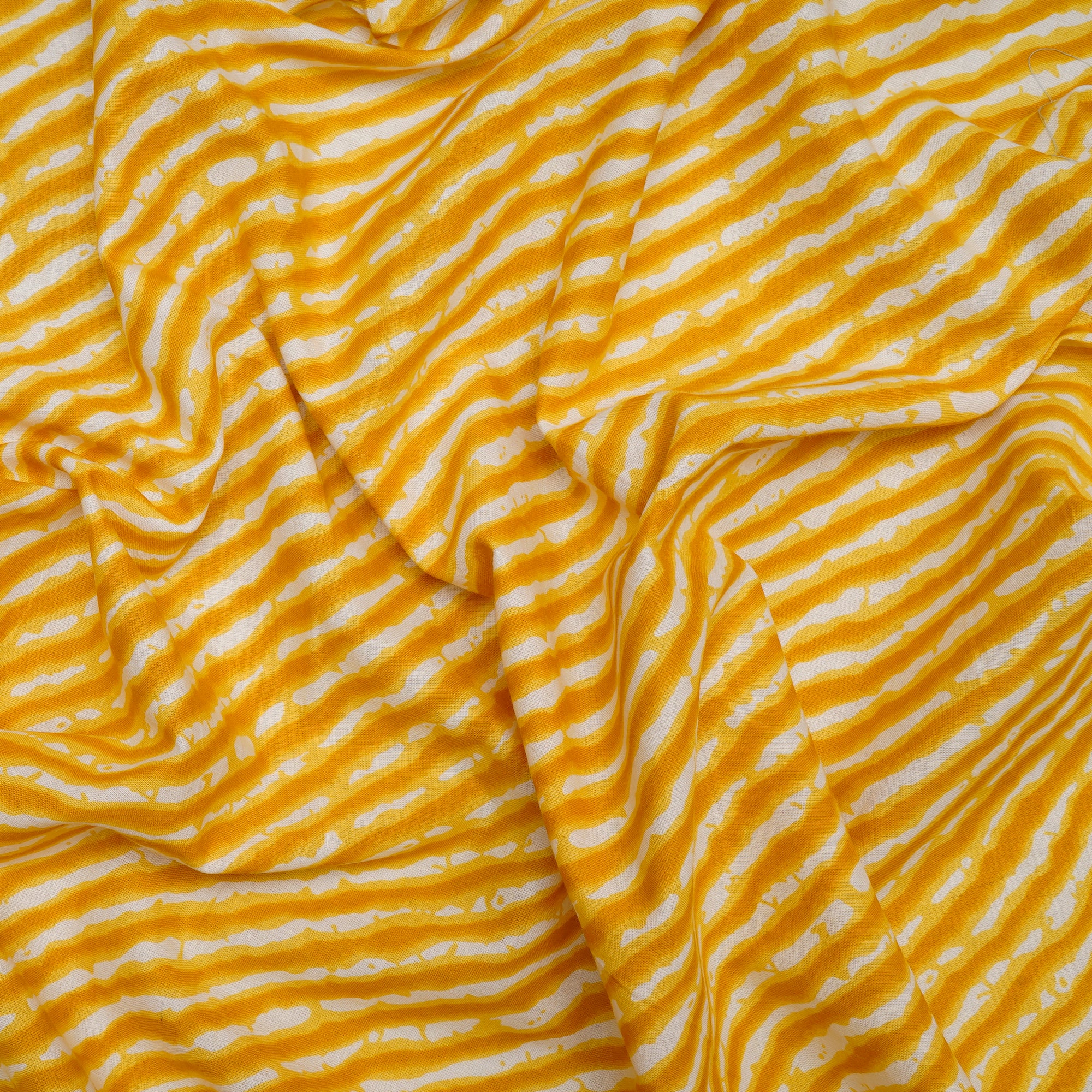 (Pre-Cut 0.50 Mtr)Yellow Color Hand Block Printed Cotton Fabric