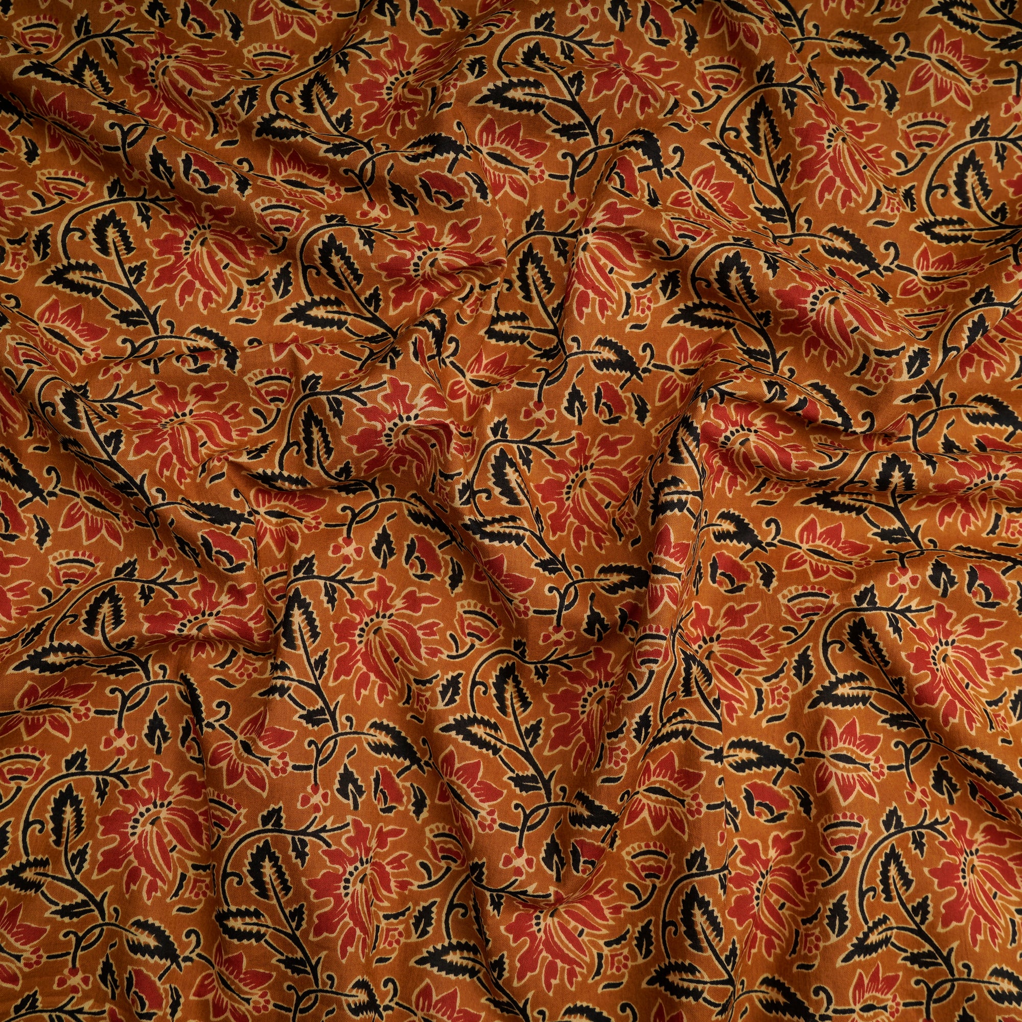 (Pre-Cut 0.80 Mtr)Mustard Hand Block Printed Cotton Fabric